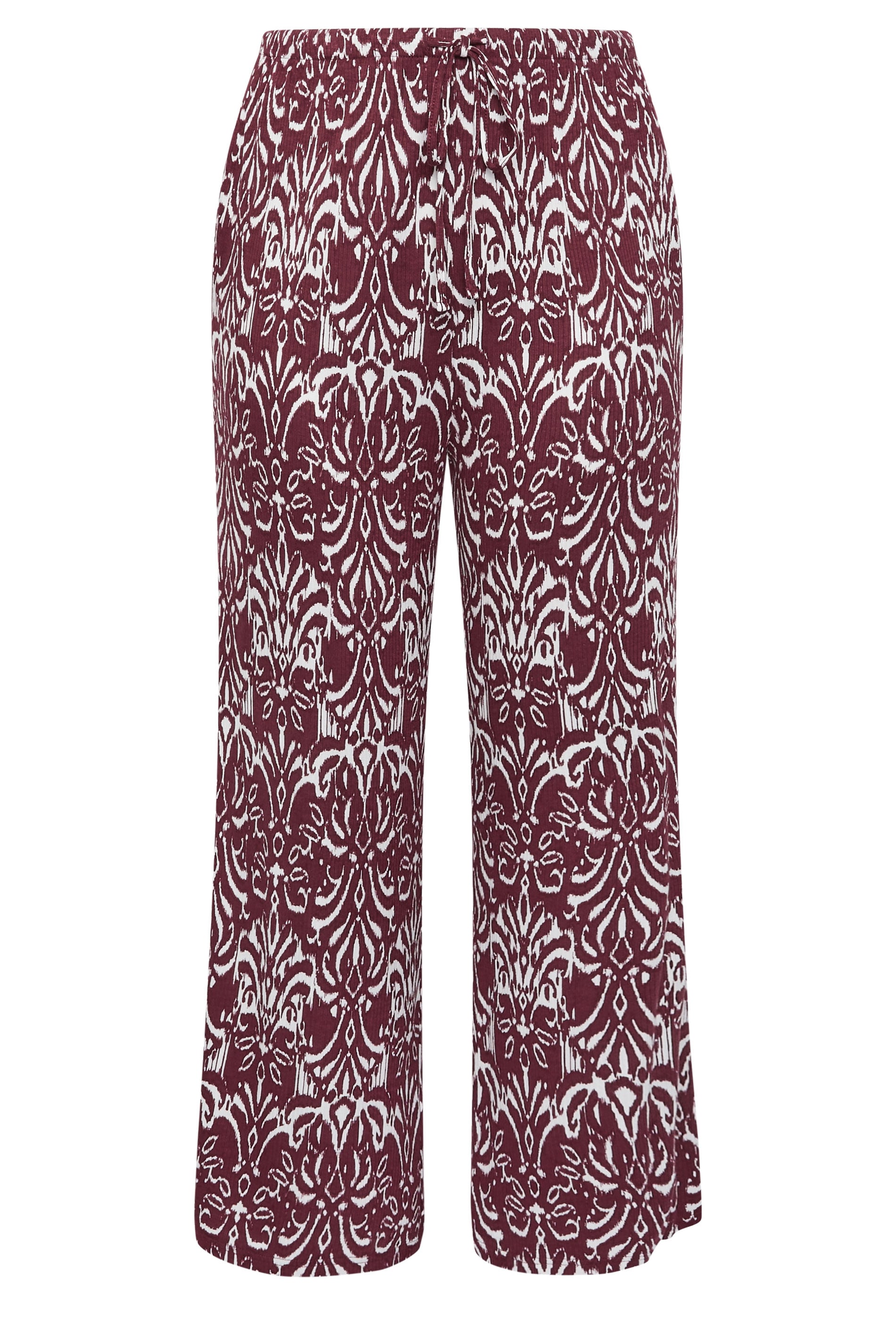 YOURS Plus Size Red Ikat Print Trousers | Yours Clothing 5