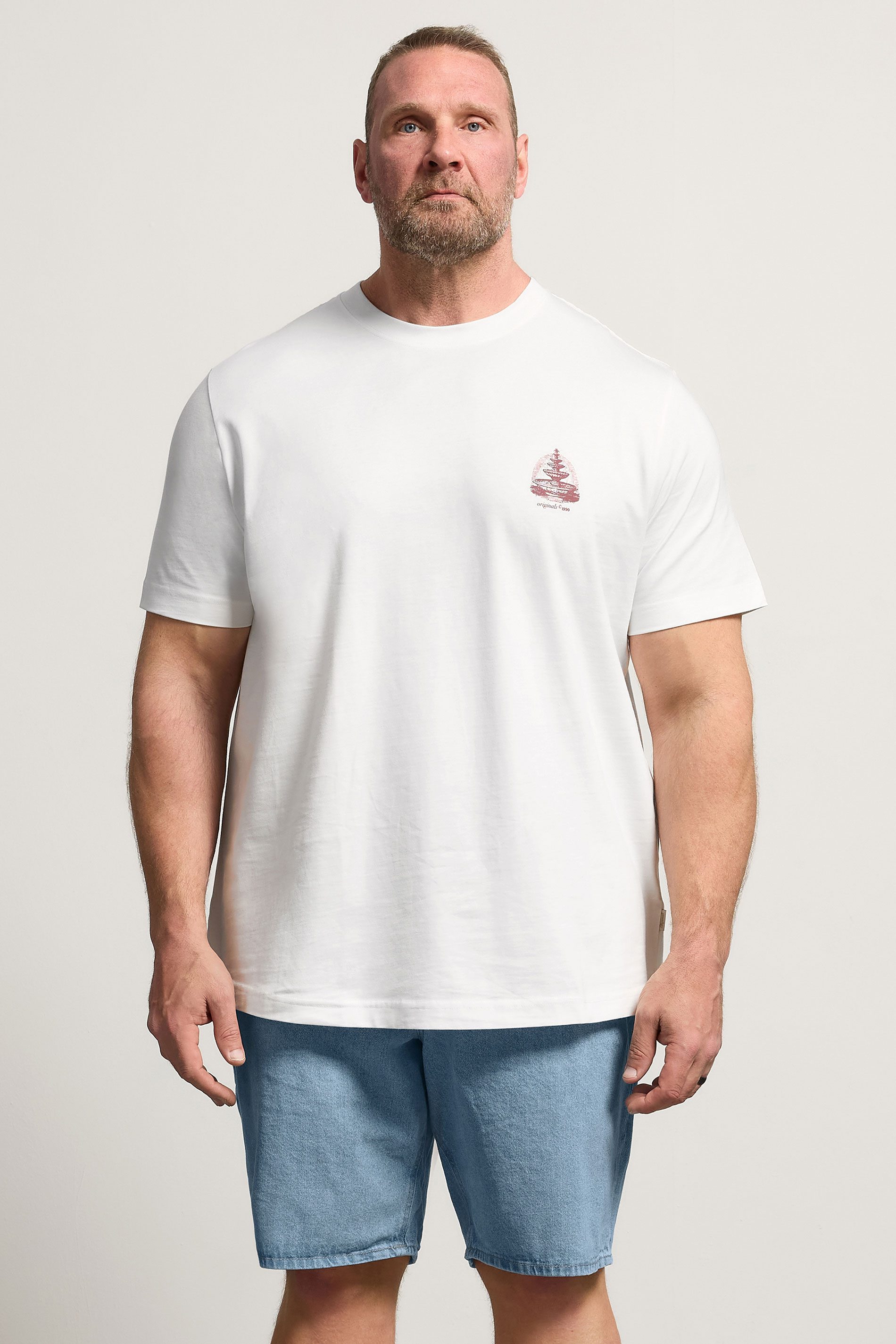 JACK & JONES Big & Tall White Crew Neck Back Graphic Tee | BadRhino 3