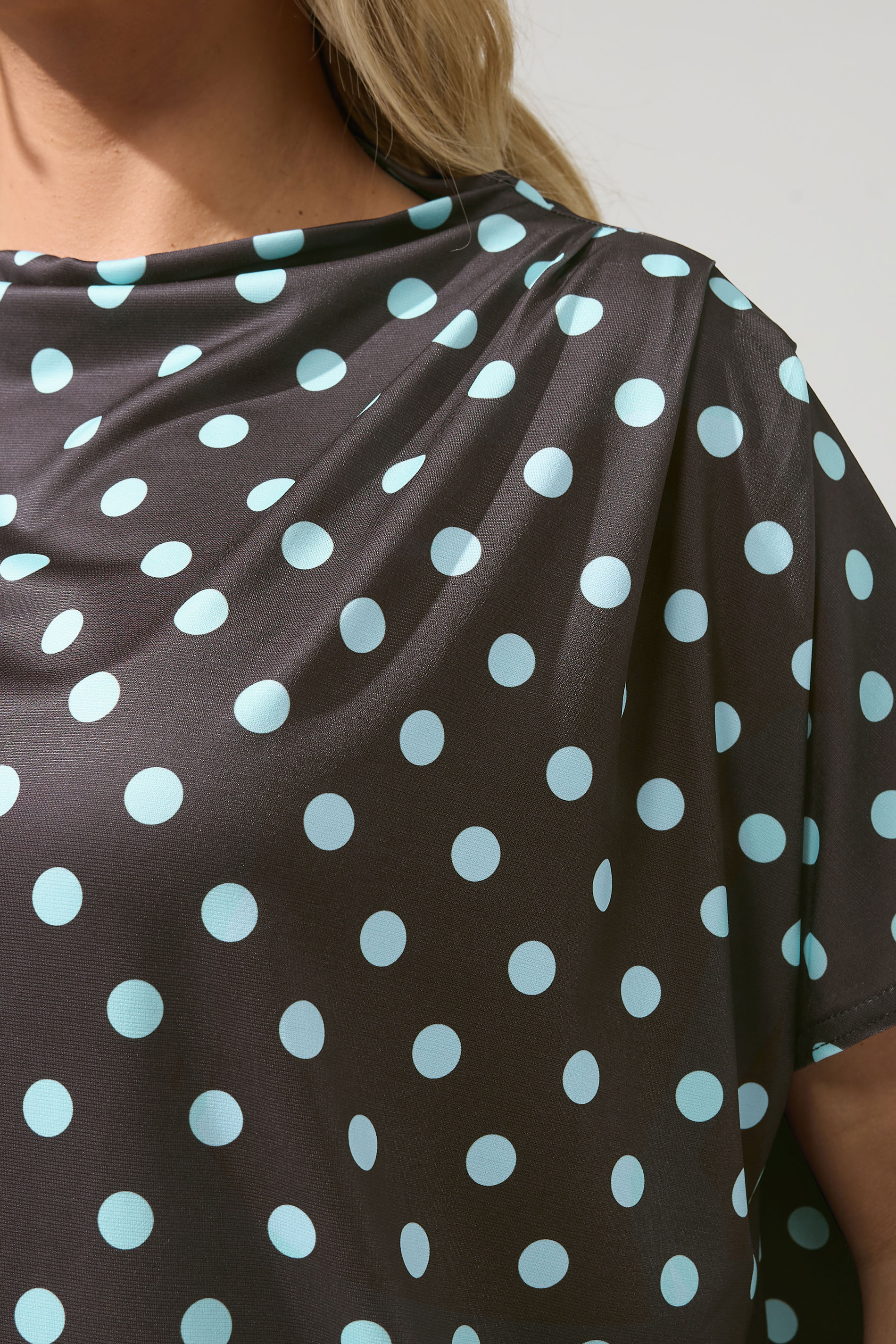 YOURS LONDON Curve Chocolate Brown Polka Dot Drape Shoulder Top 4
