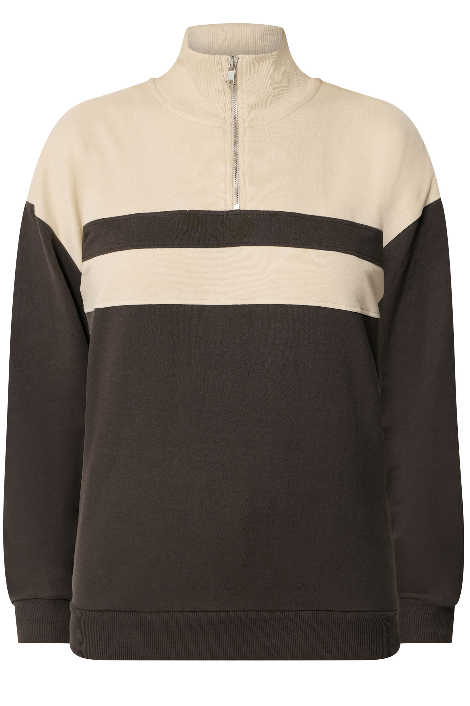 LTS Tall Women's Brown Colour Block Half Zip Sweatshirt | Long Tall sally 5