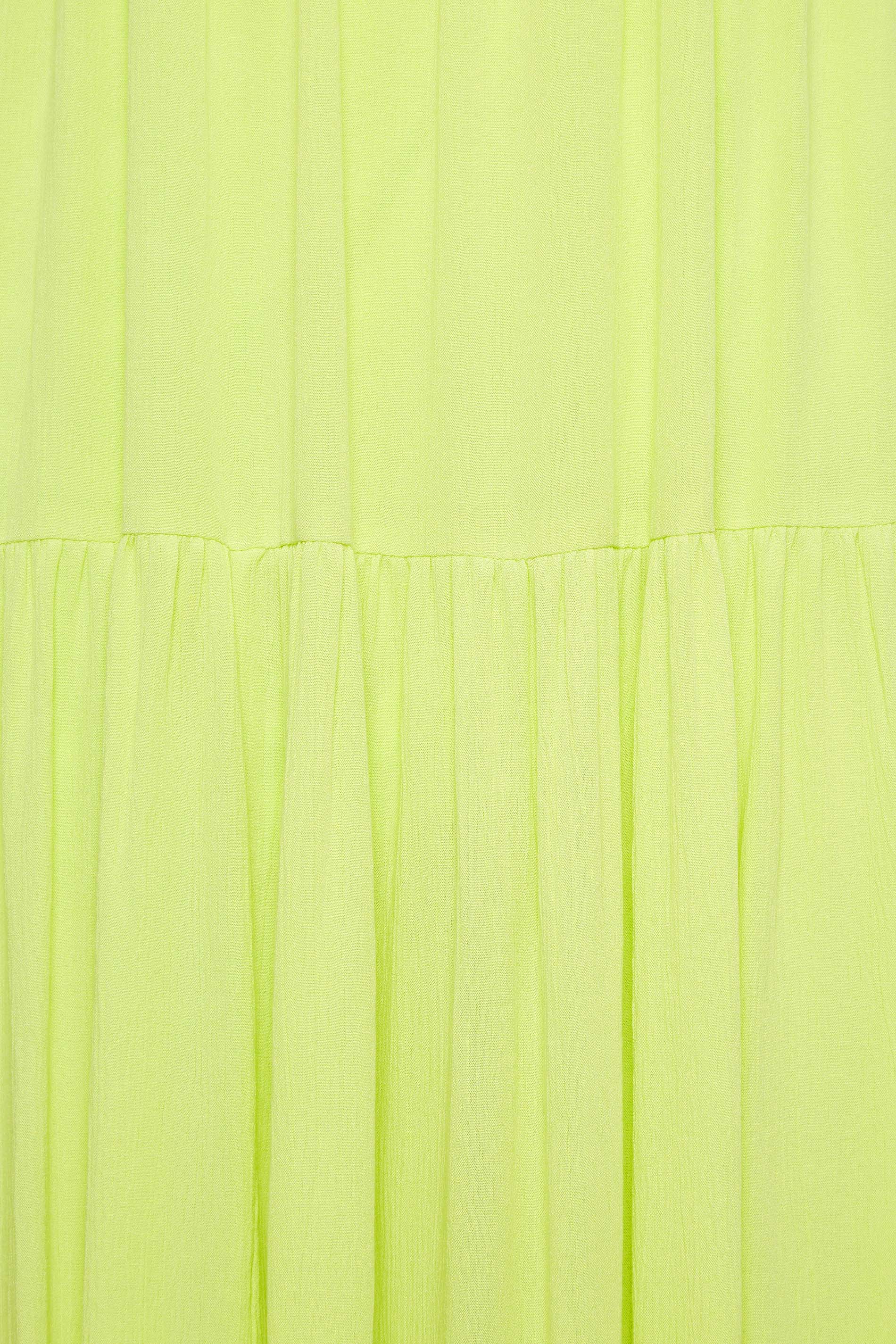 YOURS Plus Size Lime Green Shirred Strappy Sundress | Yours Clothing