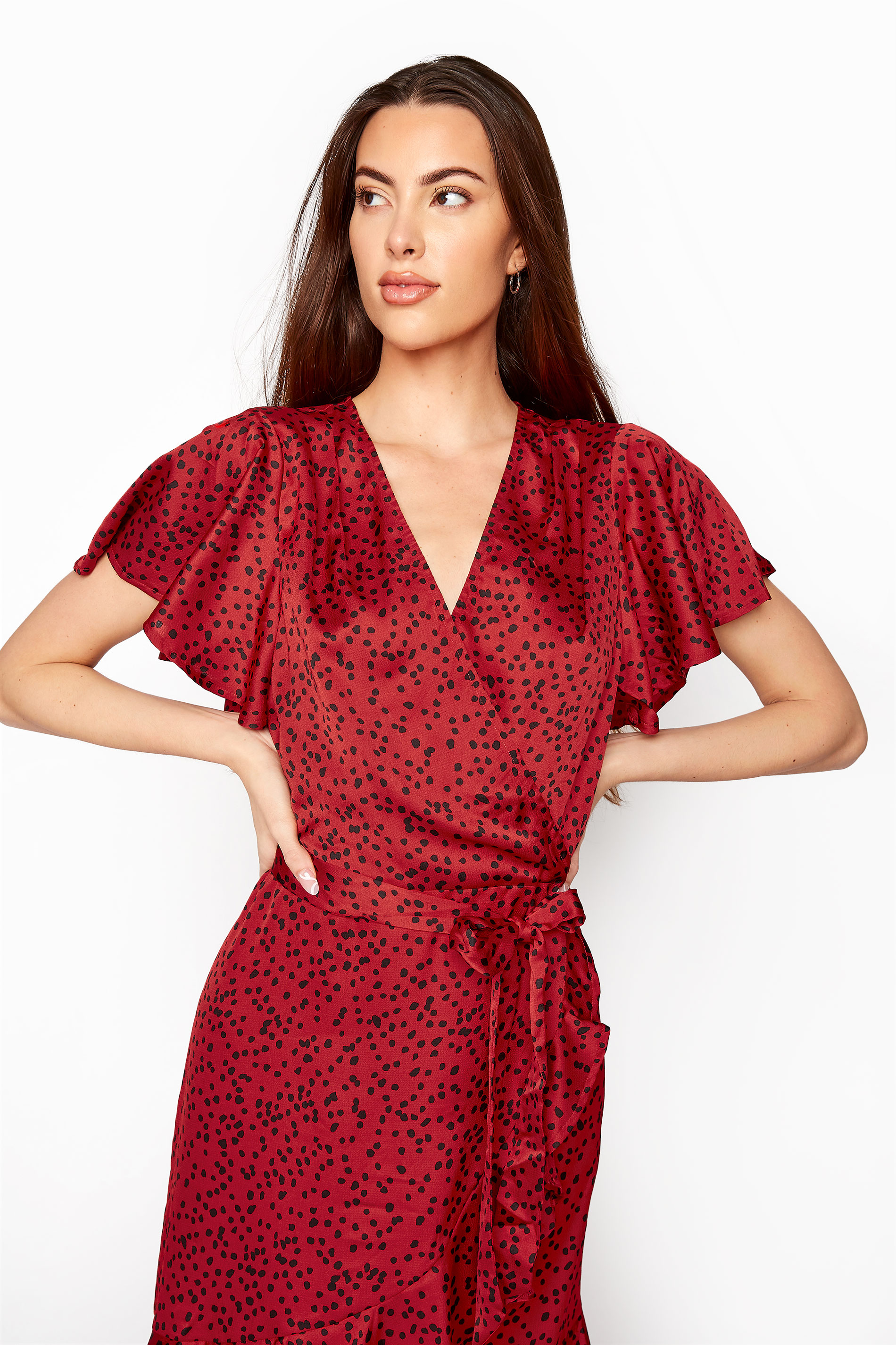 LTS Red Frill Wrap Dress | Long Tall Sally