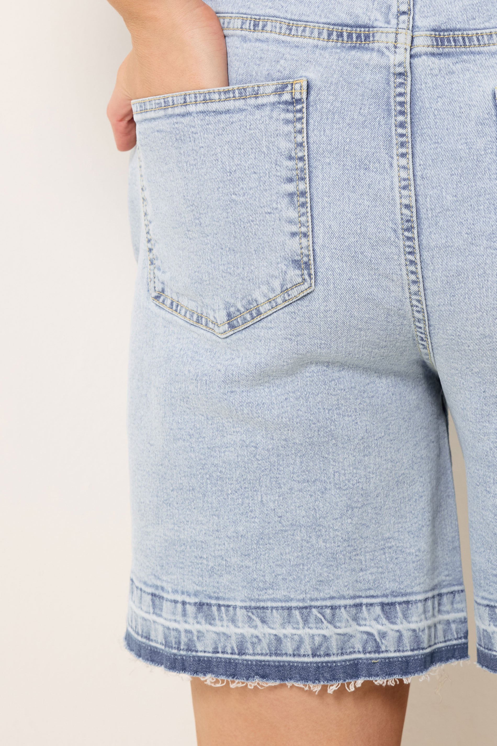 YOURS Plus Size Blue Hem Detail Denim Shorts | Yours Clothing 4