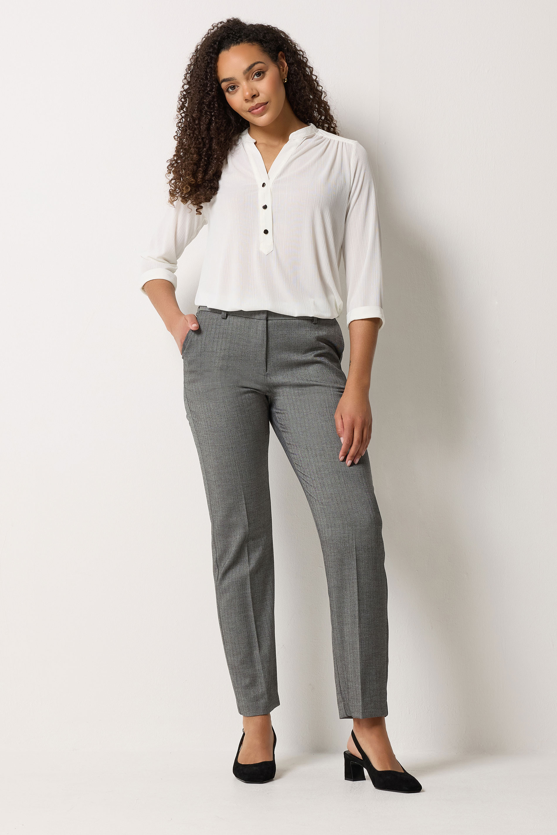 M&Co Grey Tailored Straight Leg Trousers | M&Co 1