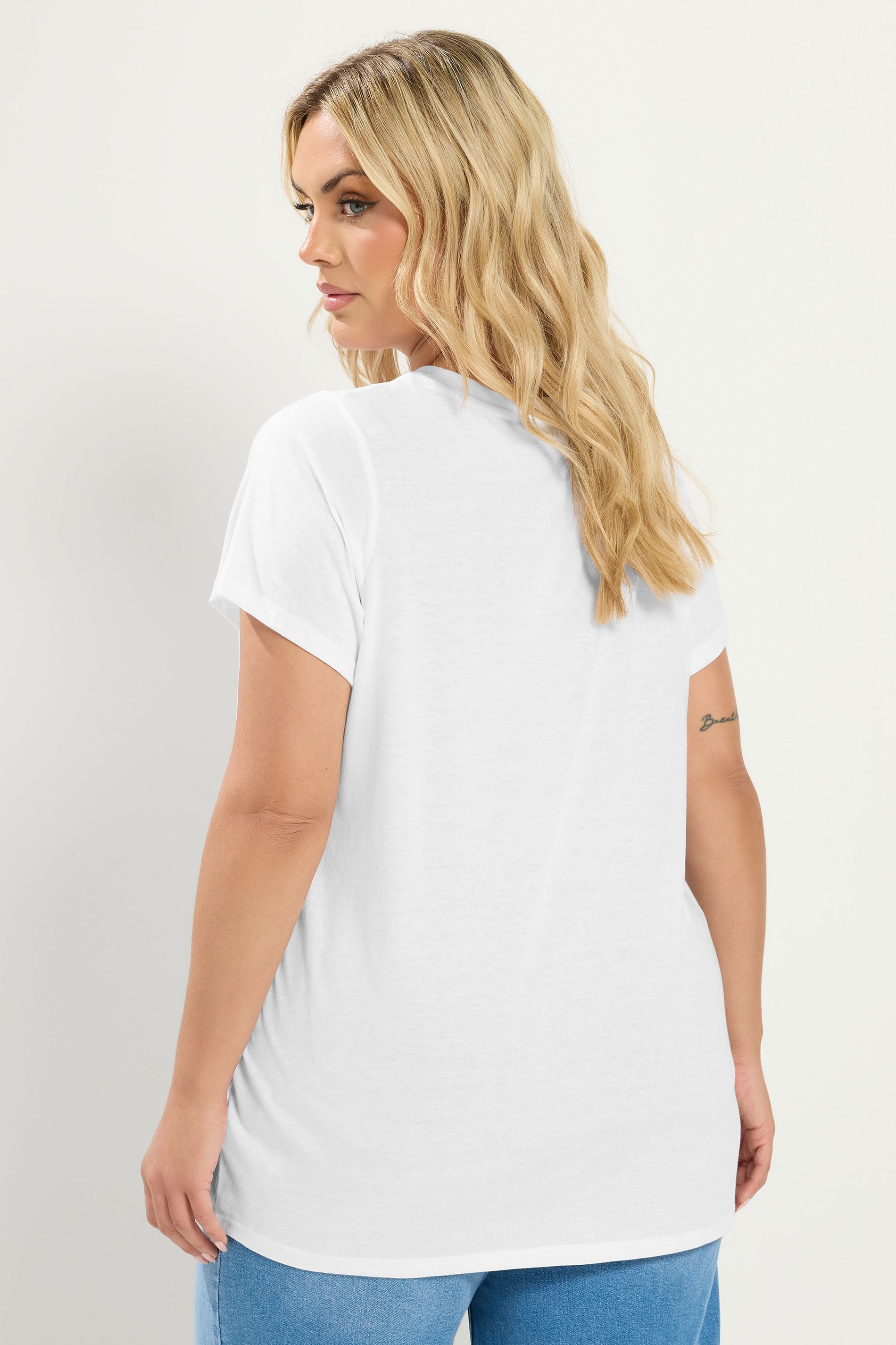 YOURS Plus Size White Basic T-Shirt | Yours Clothing 2