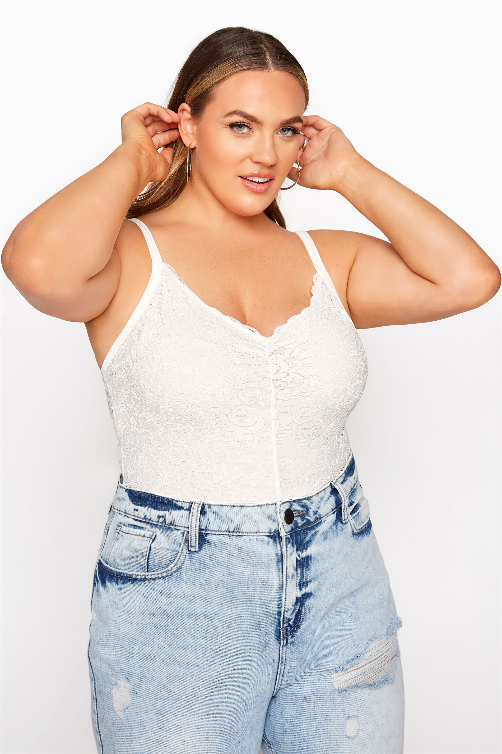 Plus Size LIMITED COLLECTION White Lace Bodysuit | Yours Clothing 1