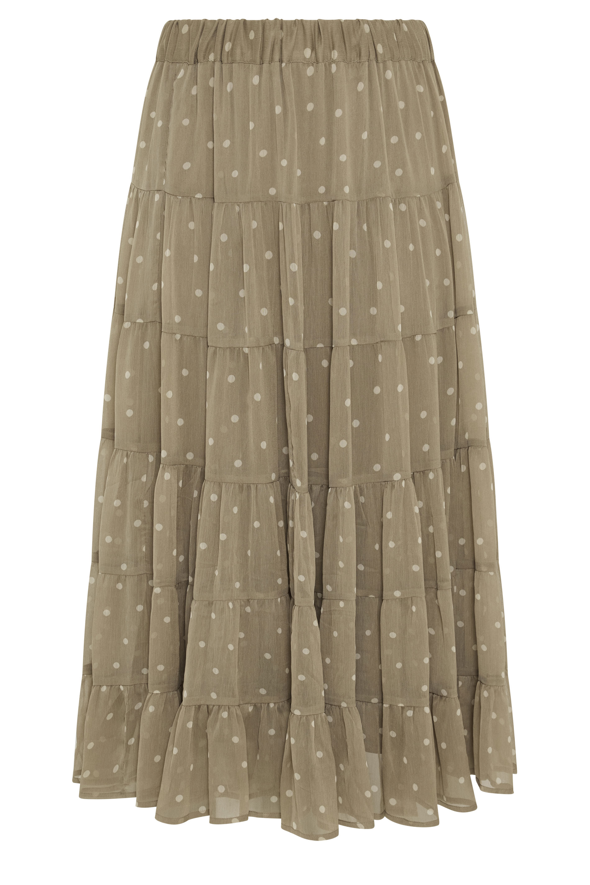 LIMITED COLLECTION Curve Natural Brown Polka Dot Chiffon Skirt | Yours Clothing 5