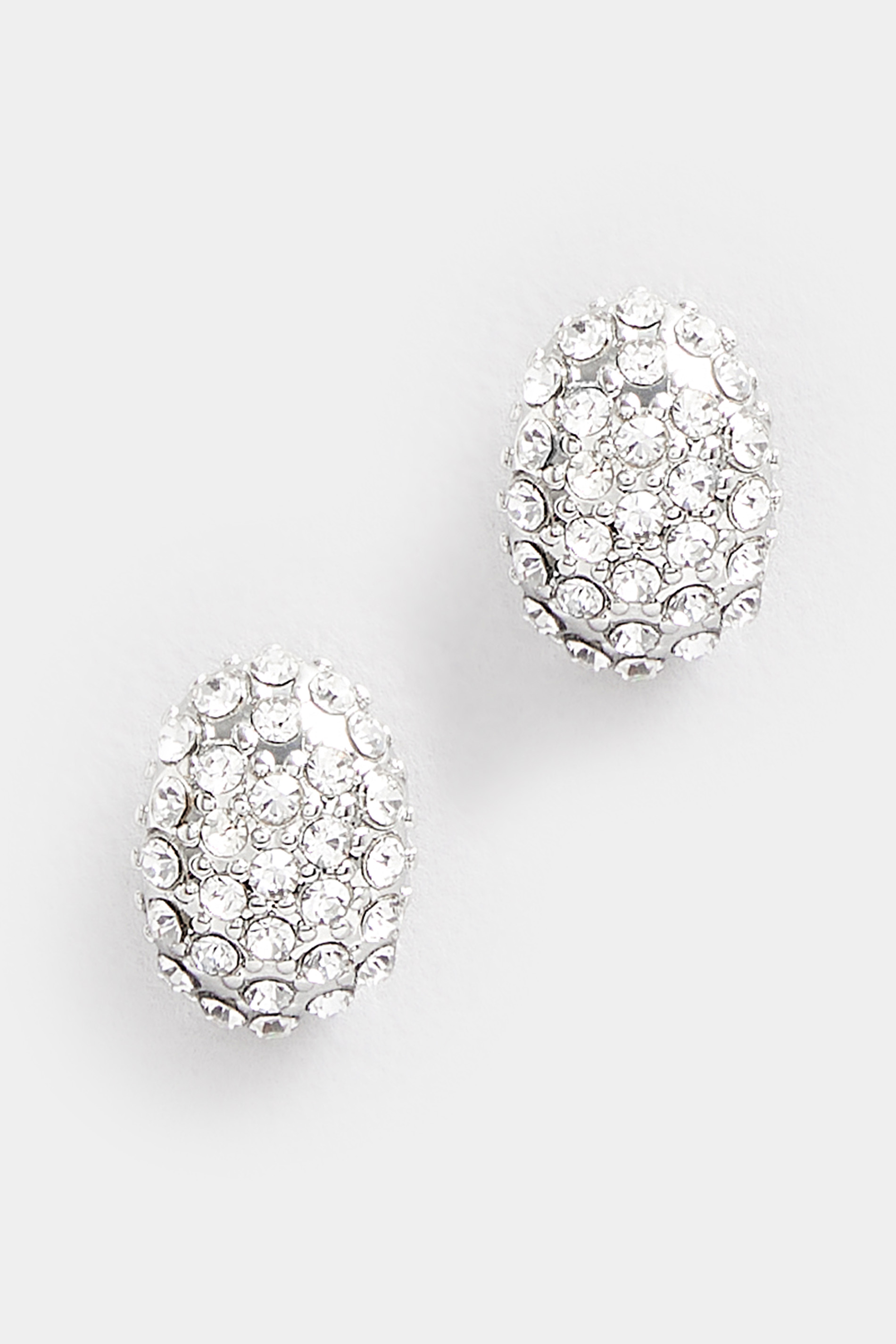 Silver Tone Diamante Half Hoop Earrings | Yours Clothing 2