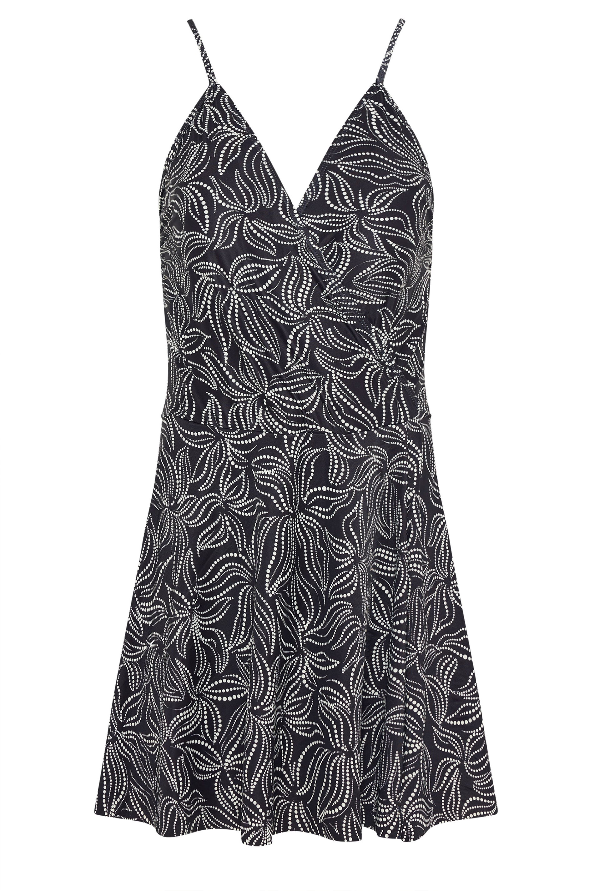 M&Co Black Floral Print Split Front Swimdress | M&Co 6