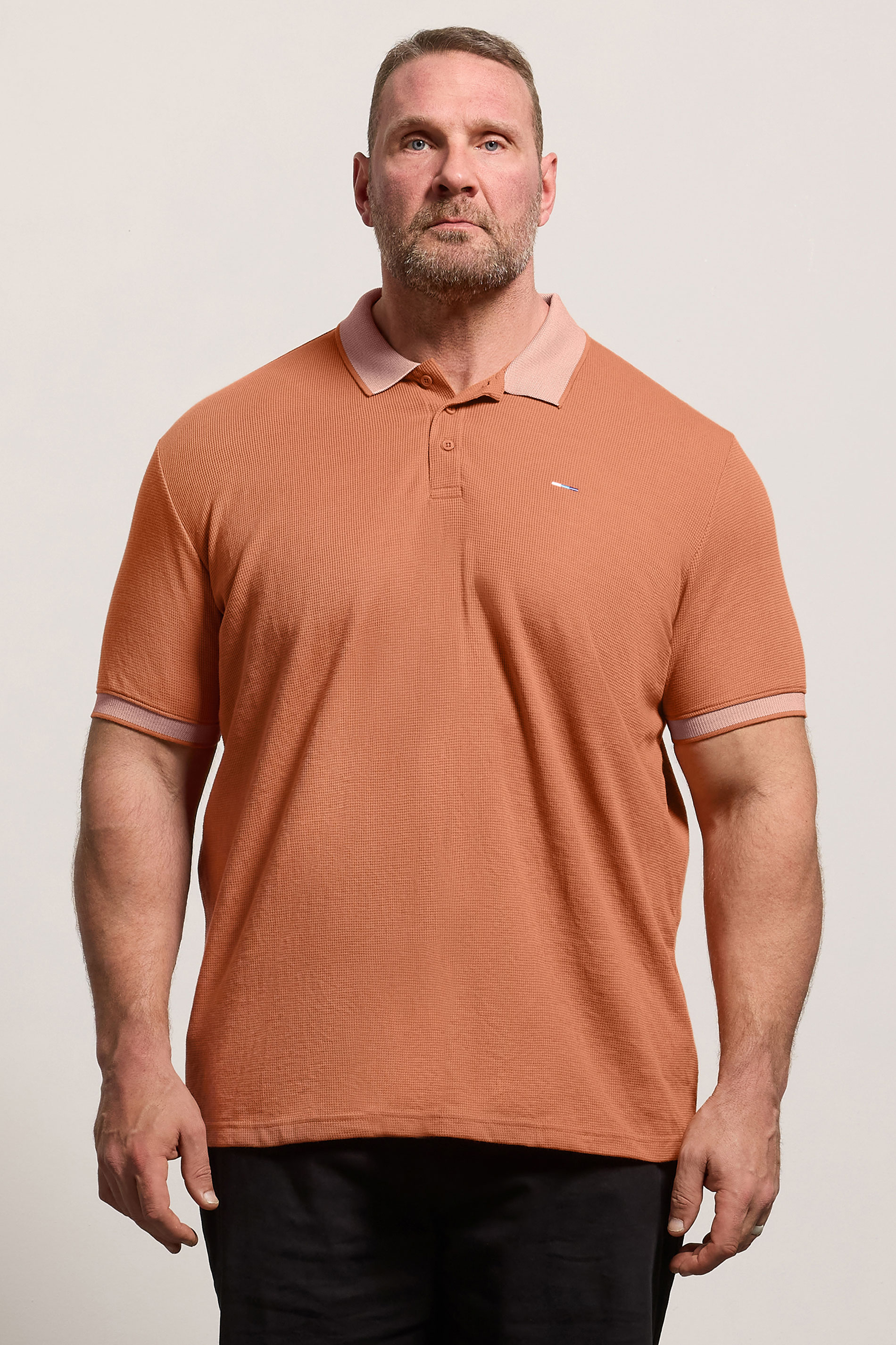 BadRhino Big & Tall Orange Two Tone Waffle Polo Shirt | BadRhino 3