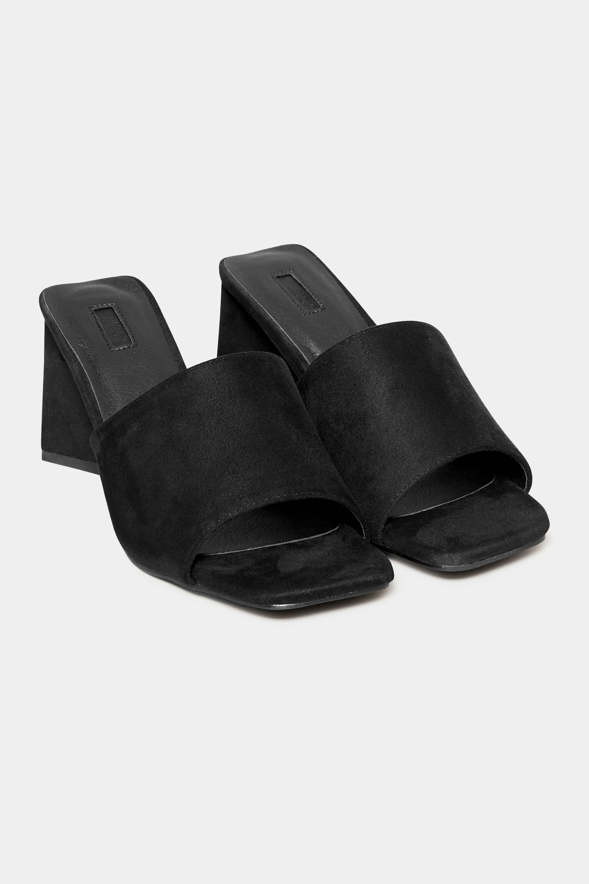 LIMITED COLLECTION Black Triangular Heeled Mules In Wide E Fit & Extra Wide EEE Fit 1