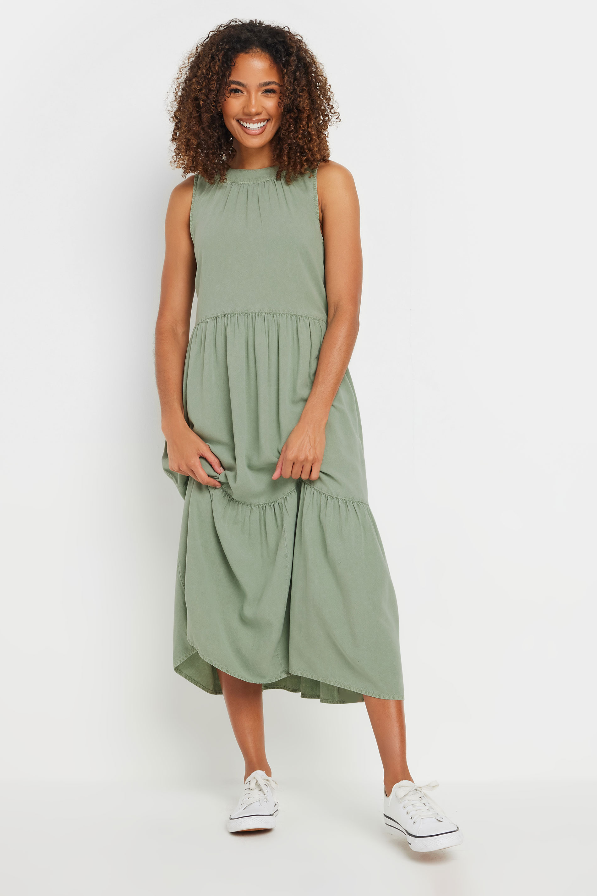 M&Co Sage Green Tiered Midaxi Dress | M&Co 1