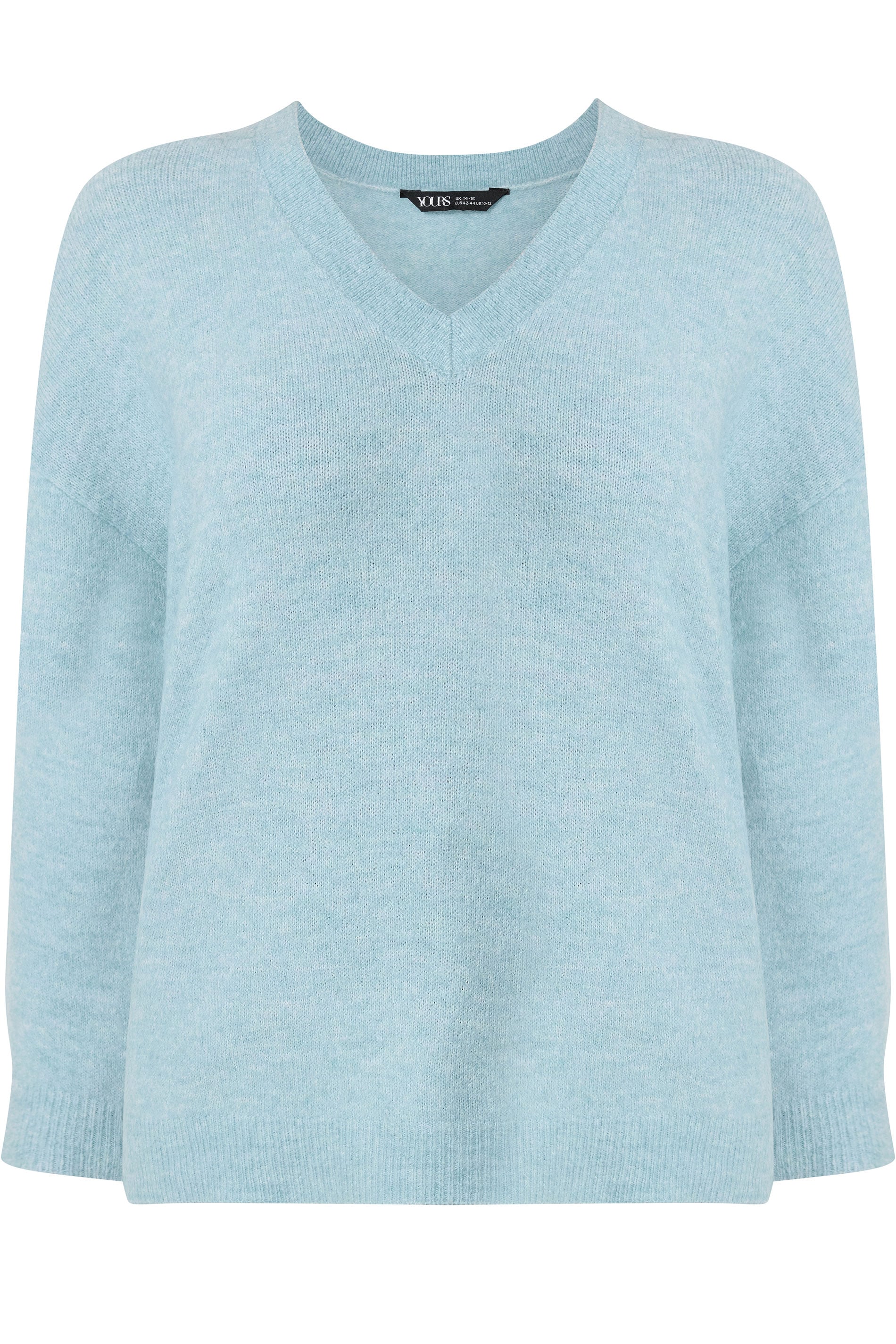 YOURS Plus Size Blue V-Neck Soft Touch Jumper | Yours Clothing 5