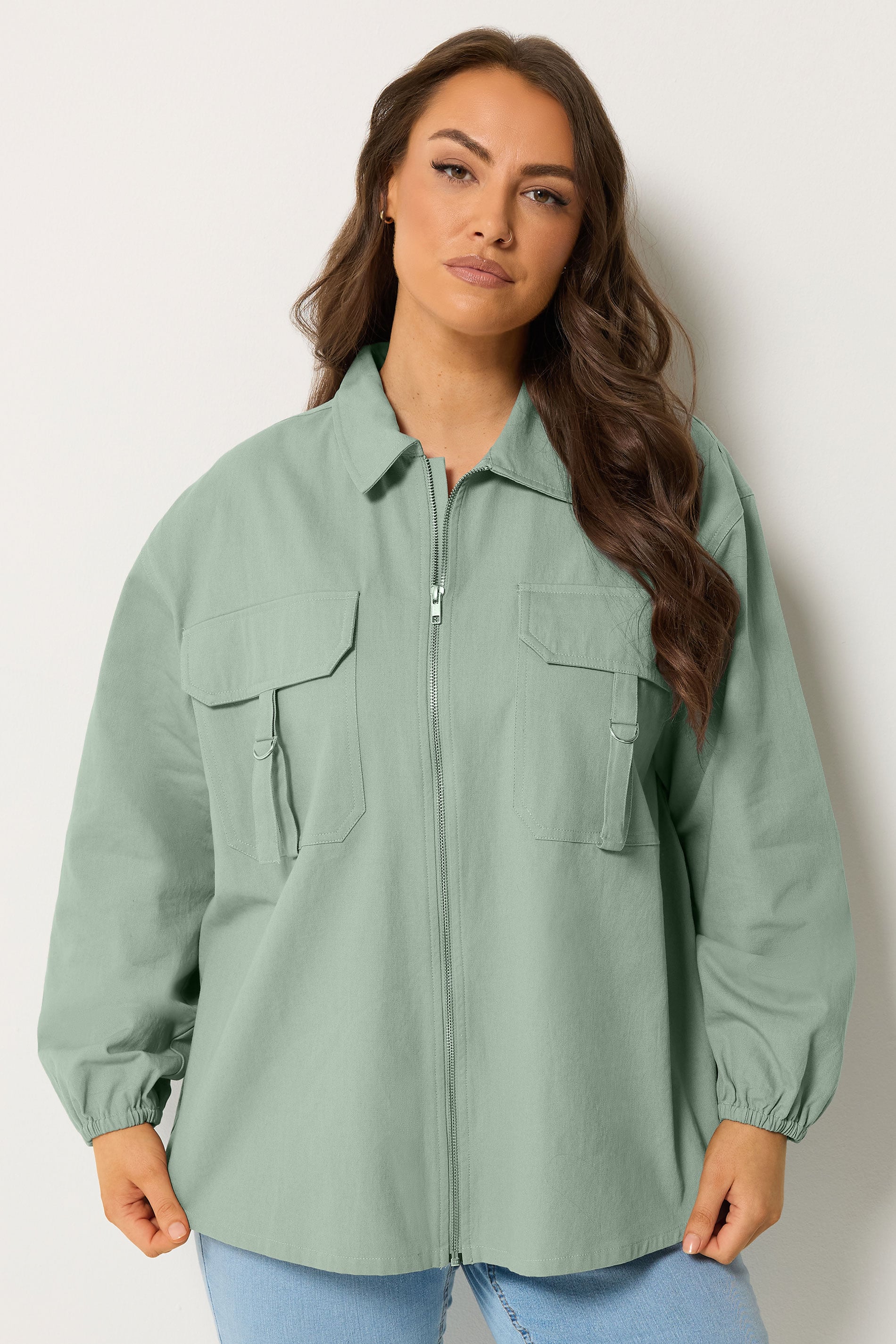 YOURS Plus Size Blue Utility Shacket | Yours Clothing 4