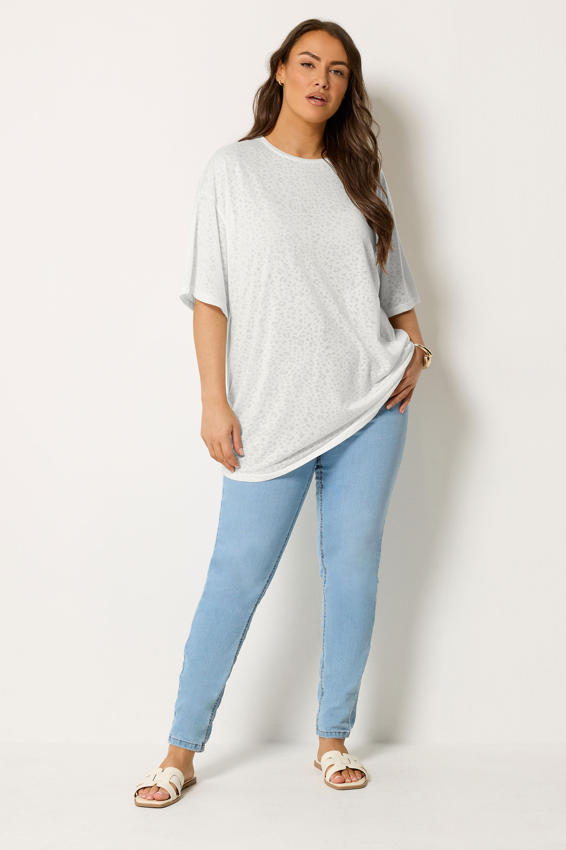 YOURS Plus Size White Animal Burnout T-Shirt | Yours Clothing 1