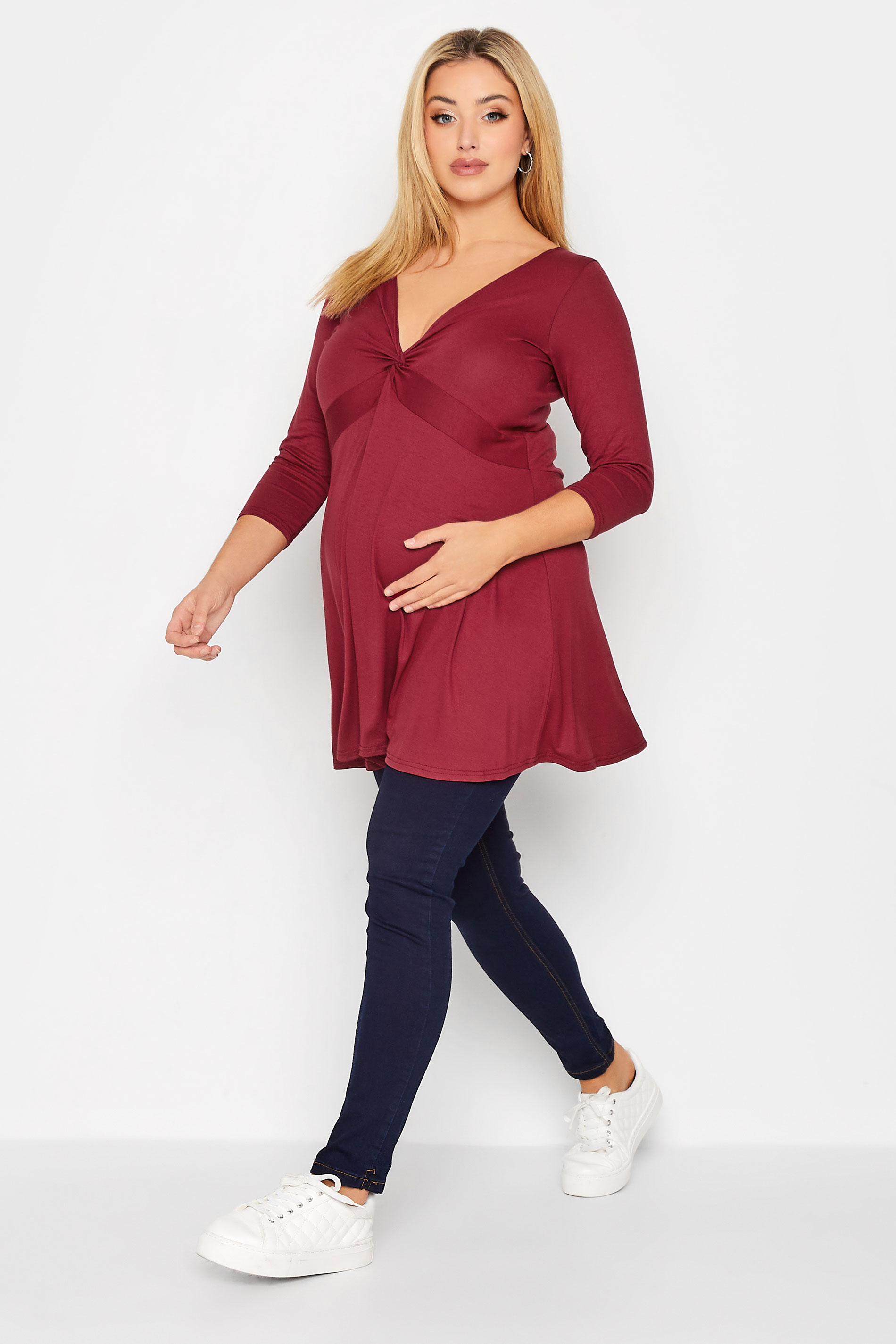 BUMP IT UP MATERNITY Plus Size Red Knot Top | Yours Clothing 2