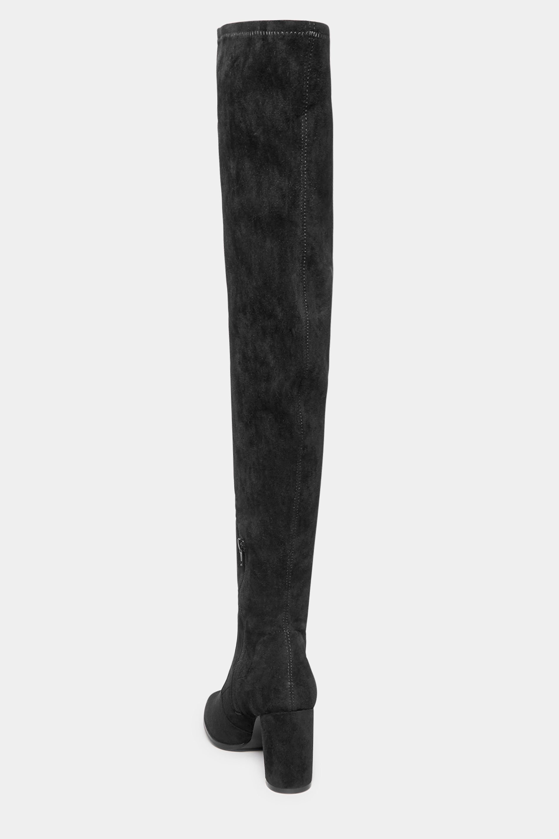 LTS Black Suede Heeled Over The Knee Boots In Standard Fit | Long Tall ...