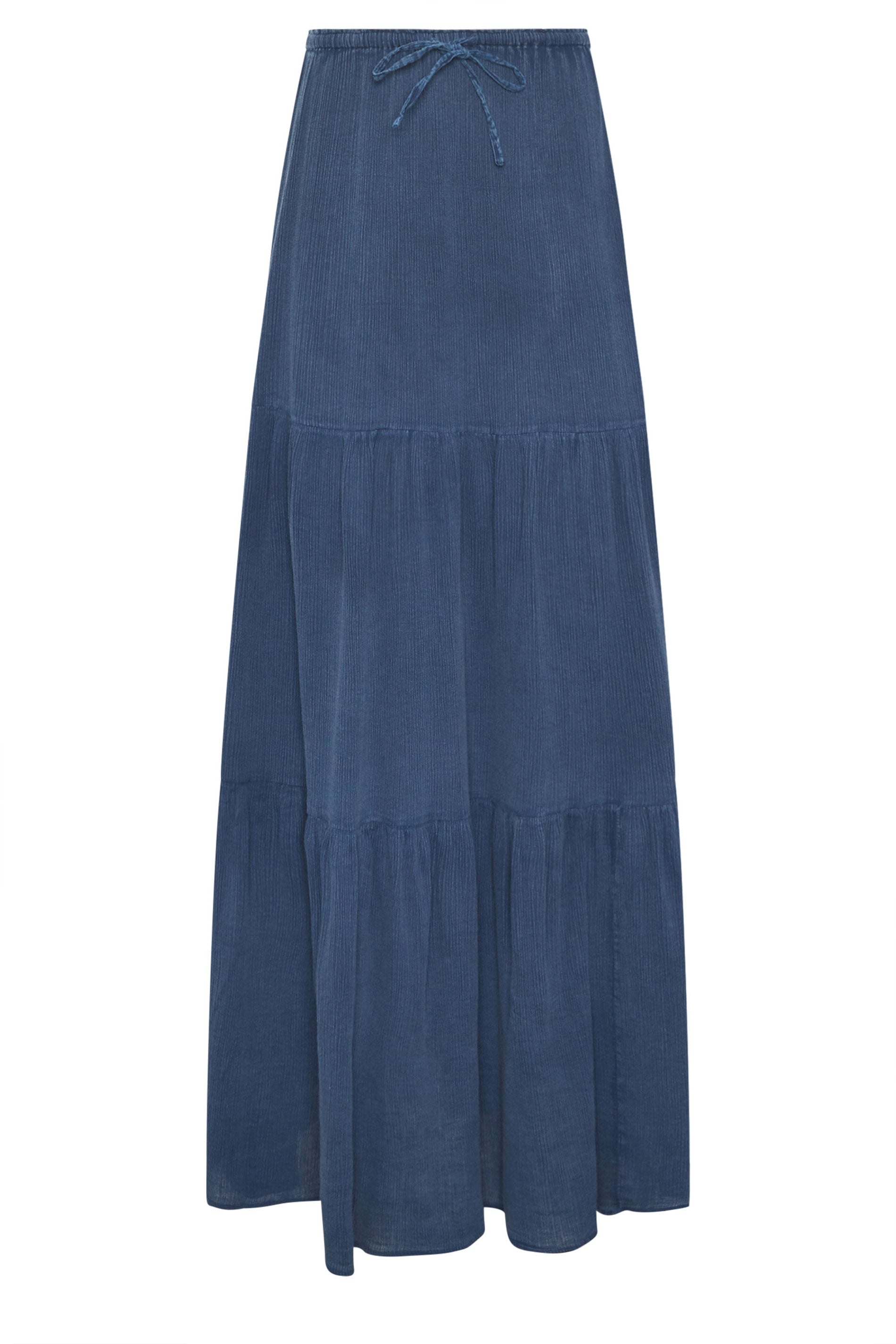 LTS Tall Women's Navy Blue Acid Wash Tiered Maxi Skirt | Long Tall Sally 5