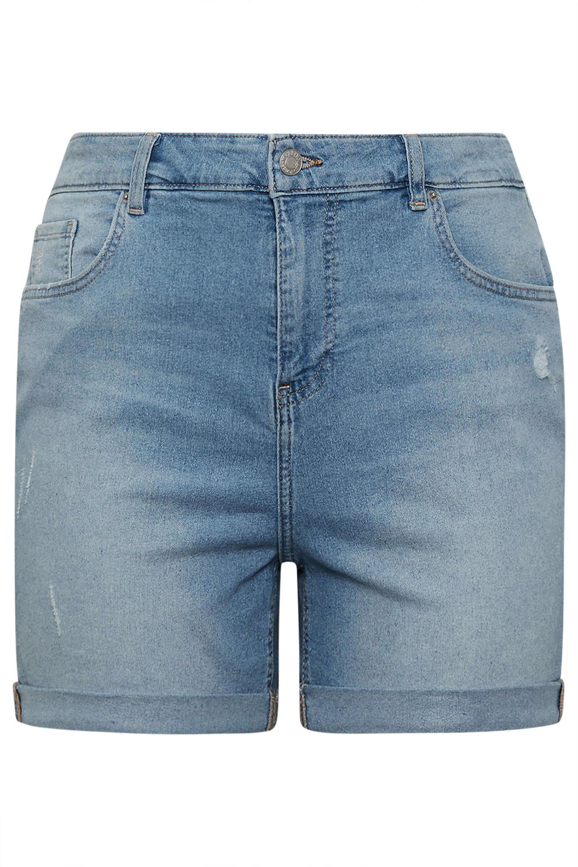YOURS Plus Size Blue Denim Boyfriend Shorts | Yours Clothing 5
