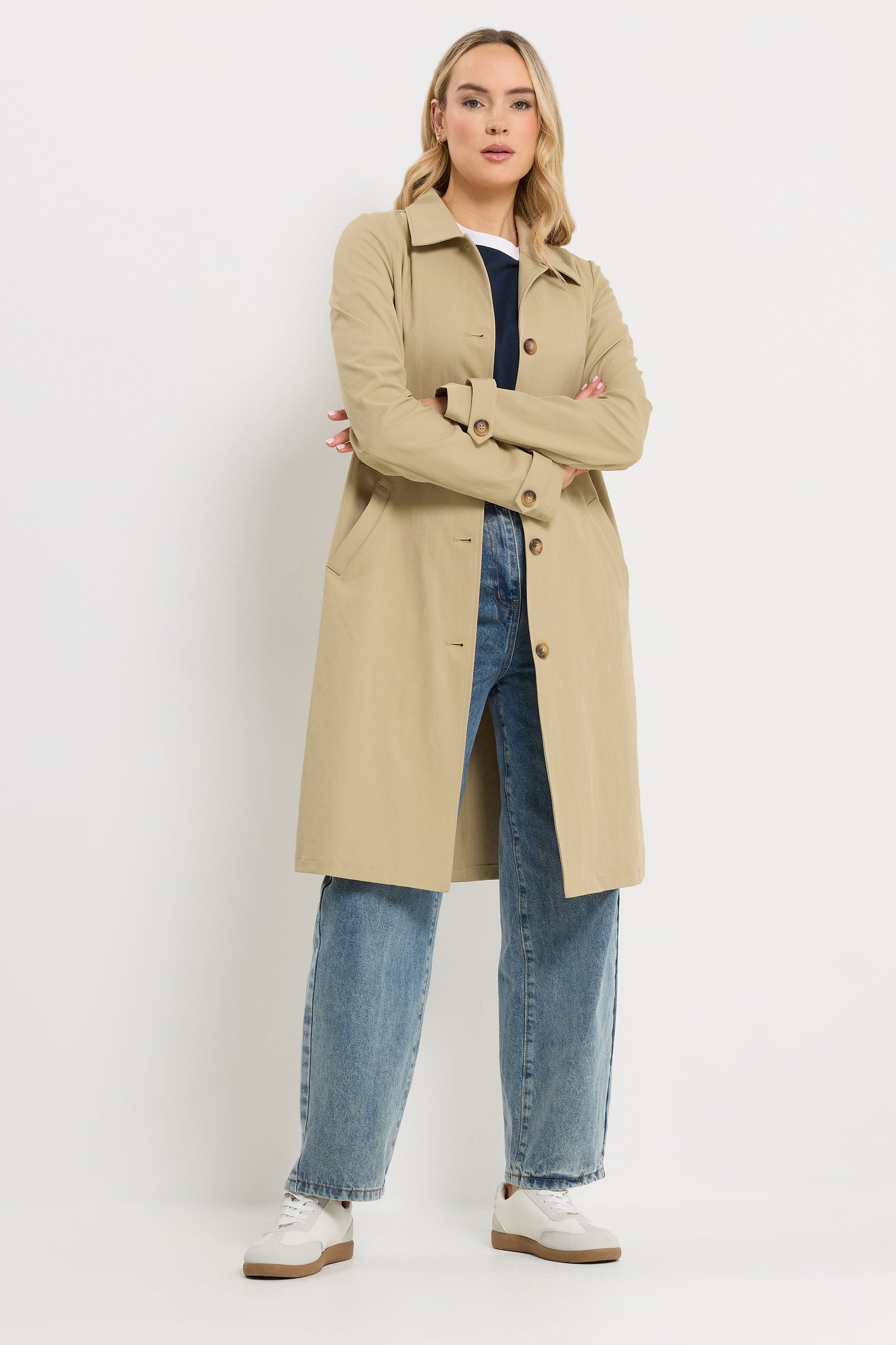 LTS Tall Women's Stone Brown Button Car Coat | Long Tall Sally 1