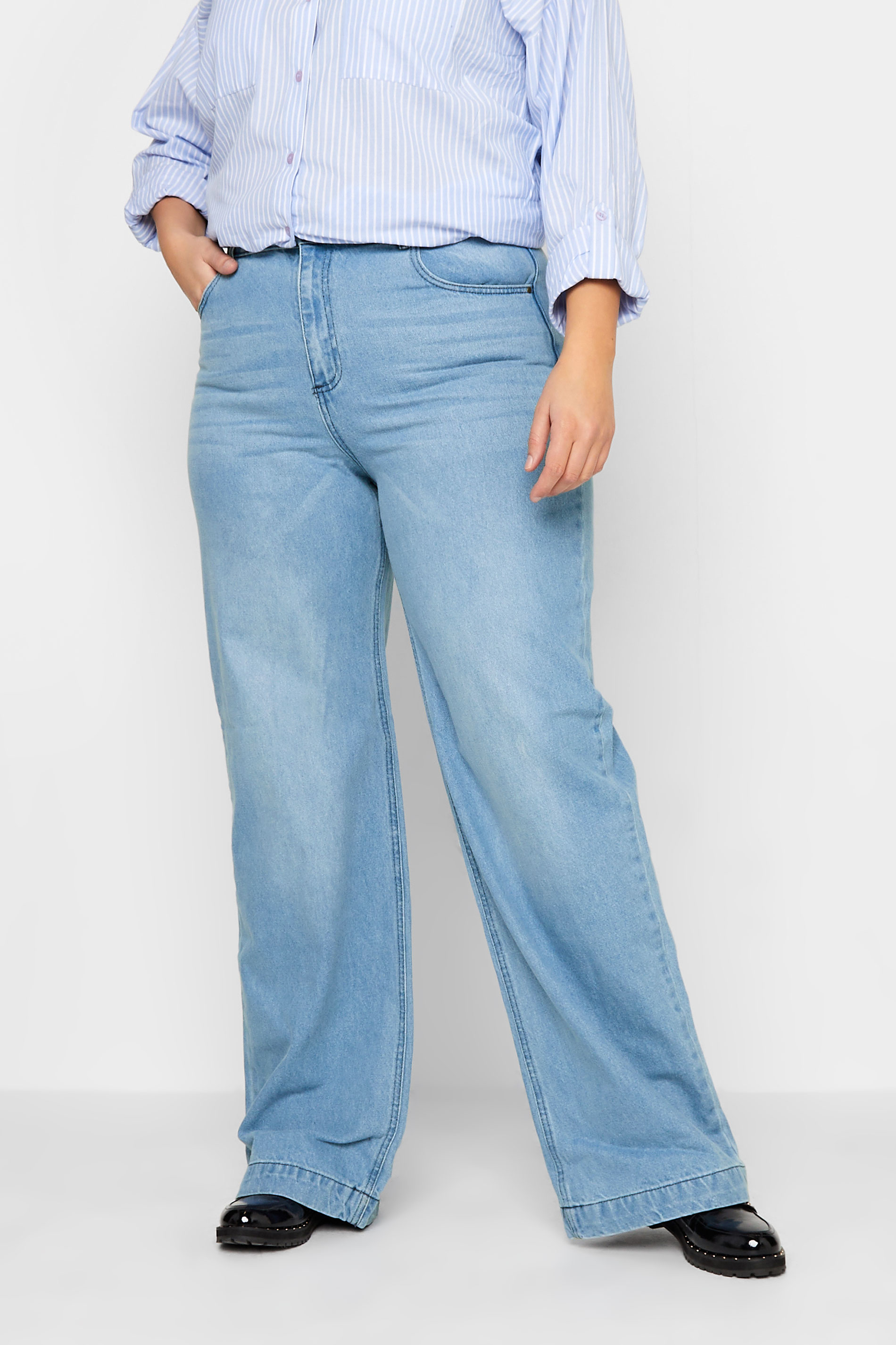 LTS Tall Women's Light Blue Washed BEA Wide Leg Jeans | Long Tall Sally 1