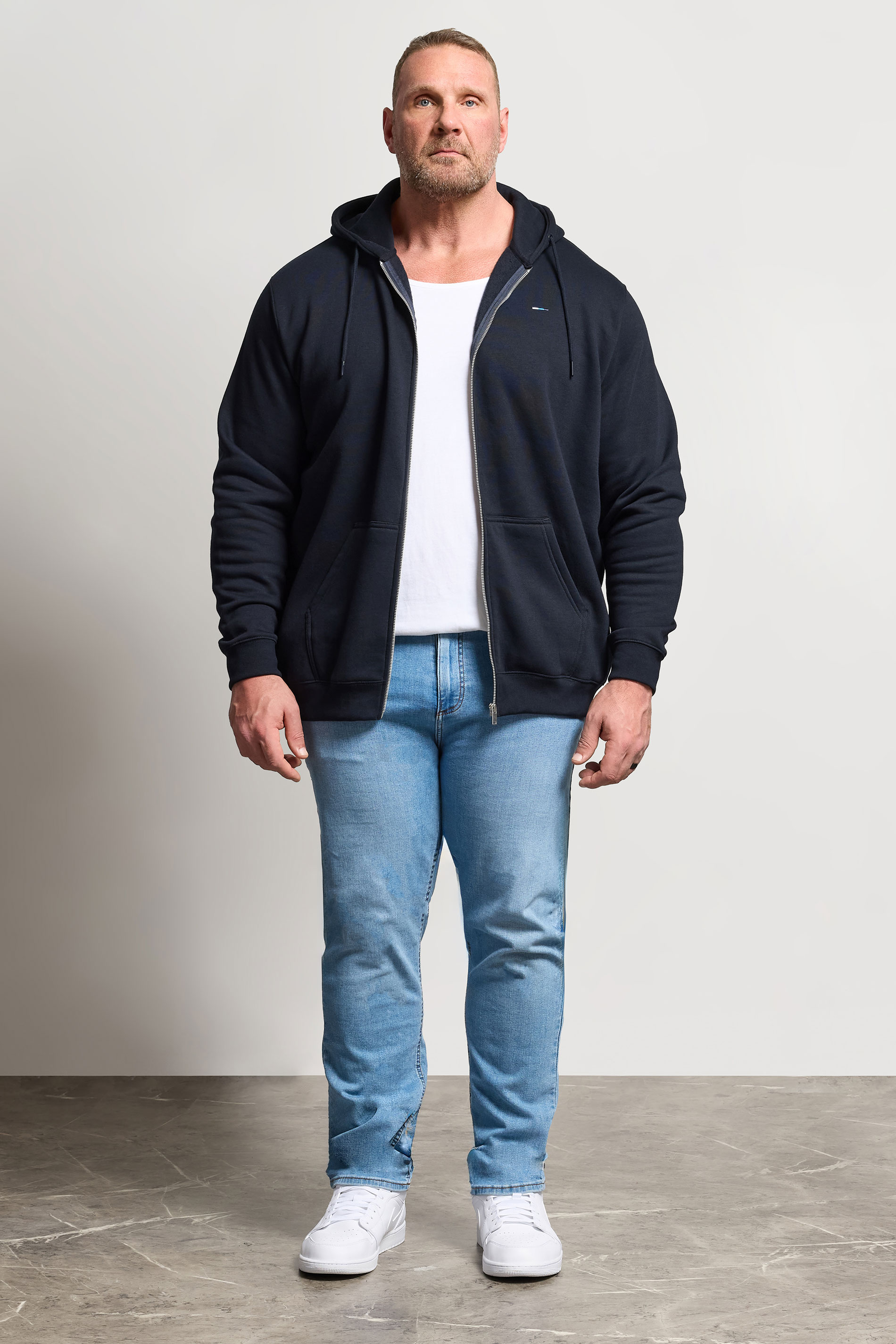 BadRhino Big & Tall Navy Blue Zip Through Hoodie | BadRhino  1