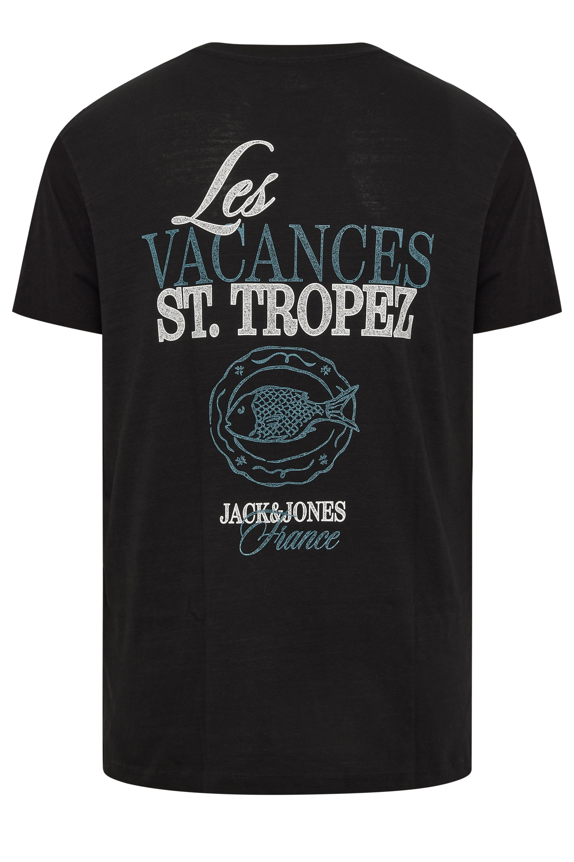 JACK & JONES Big & Tall Black 'St. Tropez' Print Tee | BadRhino 5