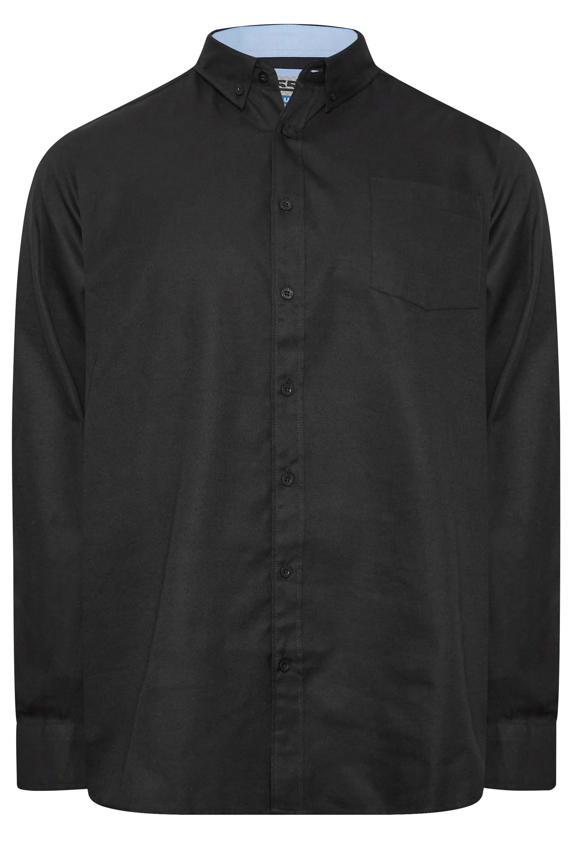 D555 Big & Tall Black Long Sleeve Oxford Shirt | BadRhino 3