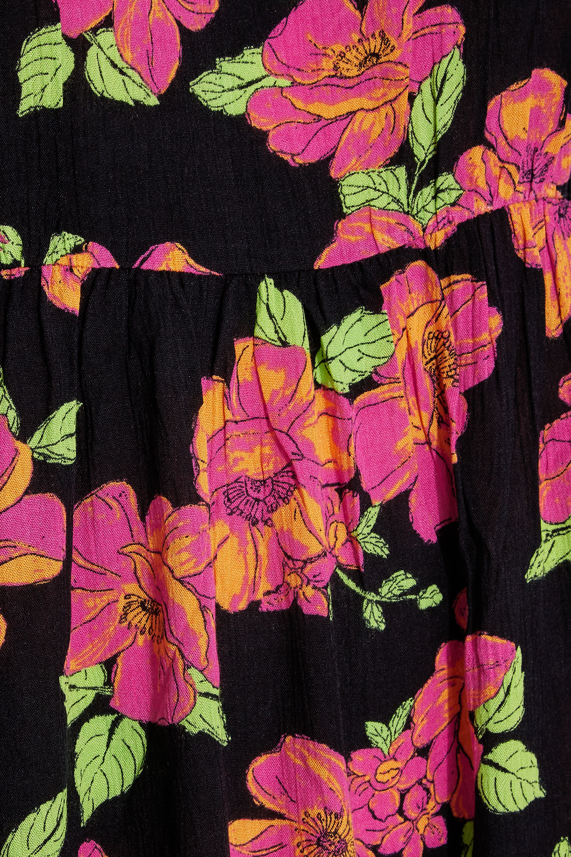 Robes Grande Taille Grande taille  Robes de Sorties | Robe Noire Floral Rose Volanté sans Manches - JP54317