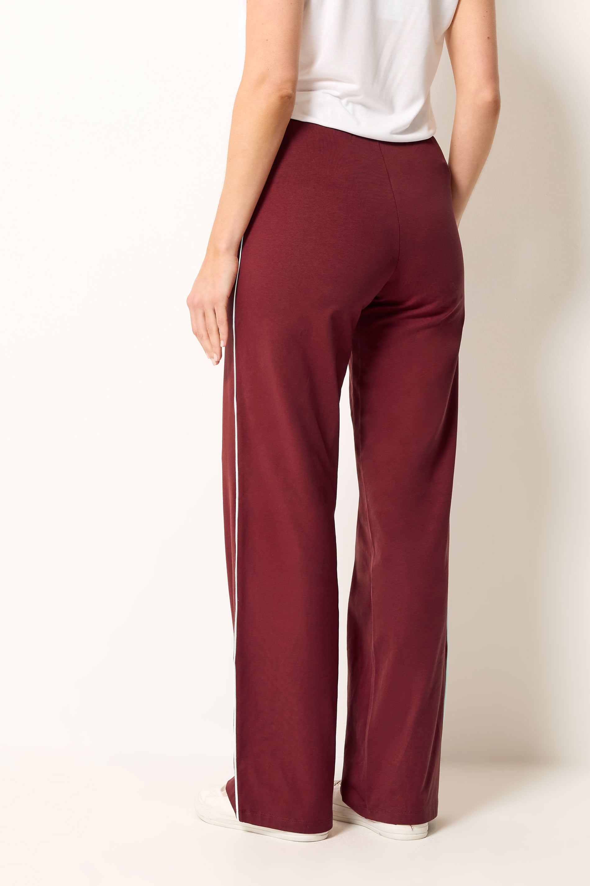 LTS Tall Women's Burgundy Red Side Stripe Cotton Wide Leg Leggings | Long Tall Sally 2