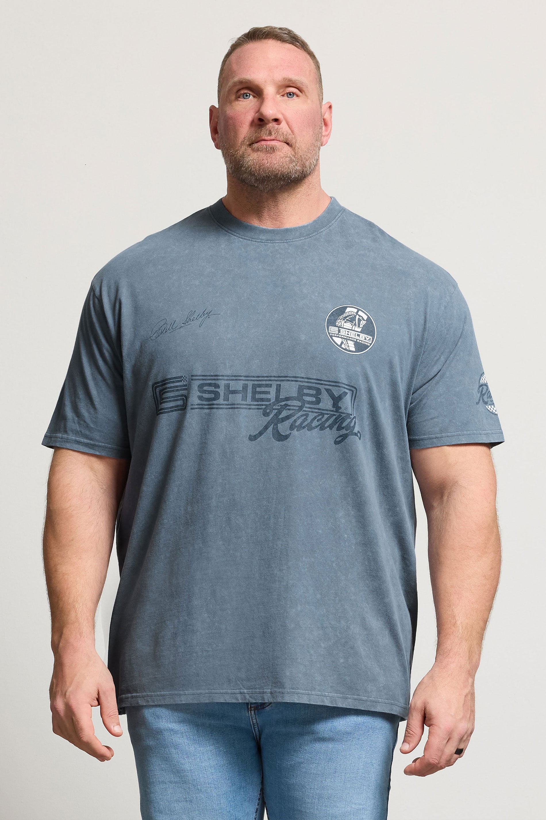 BadRhino Big & Tall Blue Acid Wash Shelby Graphic T-Shirt | BadRhino 1