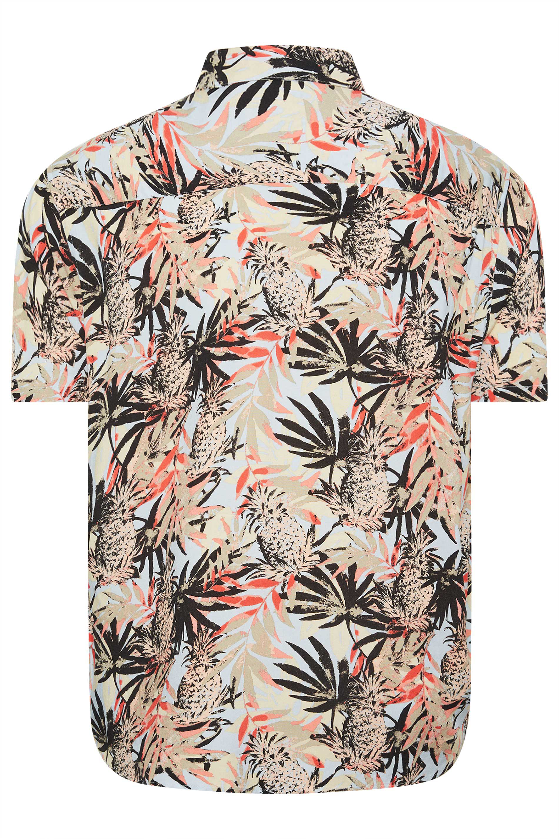 BLEND Big & Tall Brown Tropical Print Short Sleeve Shirt | BadRhino 3