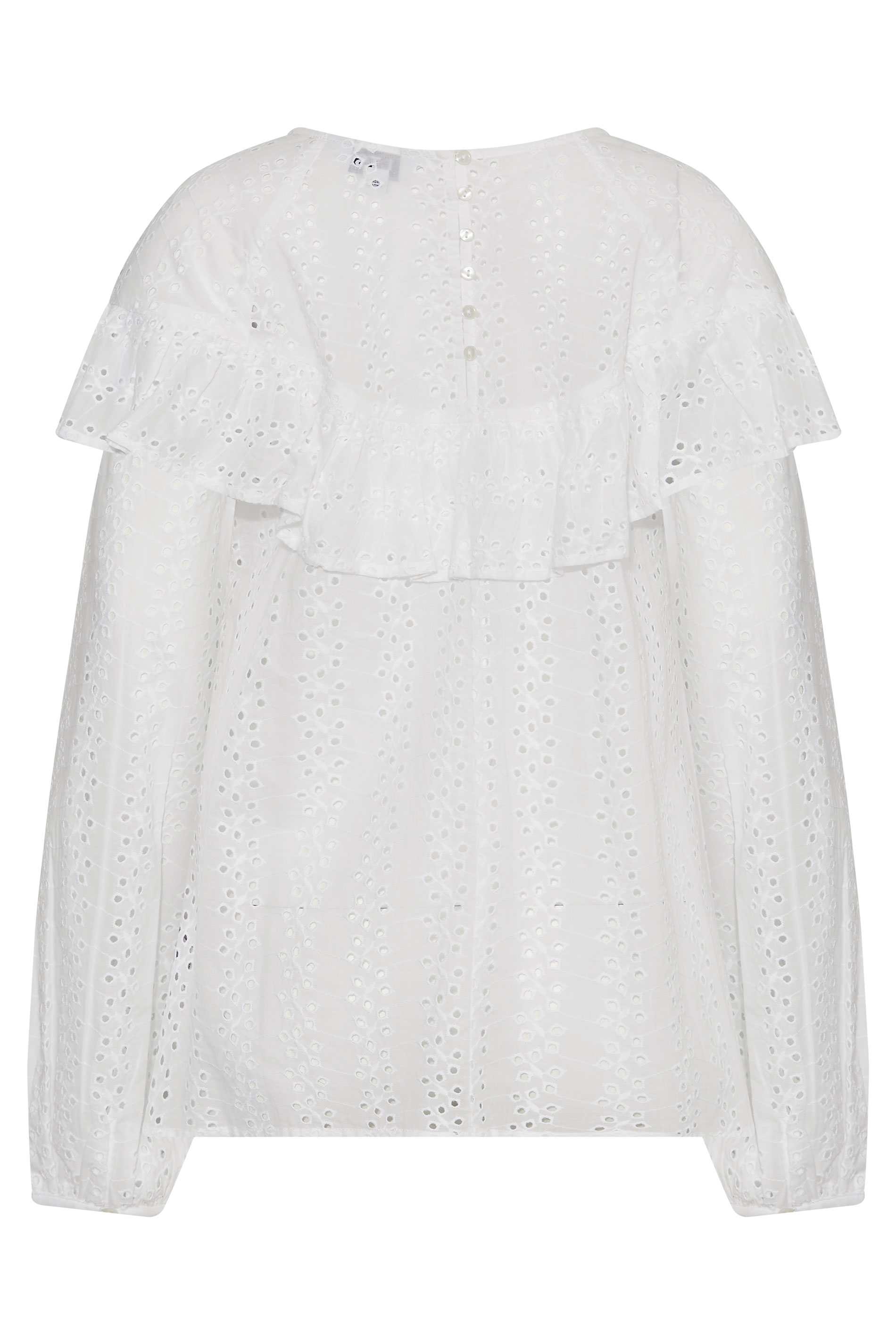 Tall Women's LTS White Broderie Anglaise Ruffle Top | Long Tall Sally