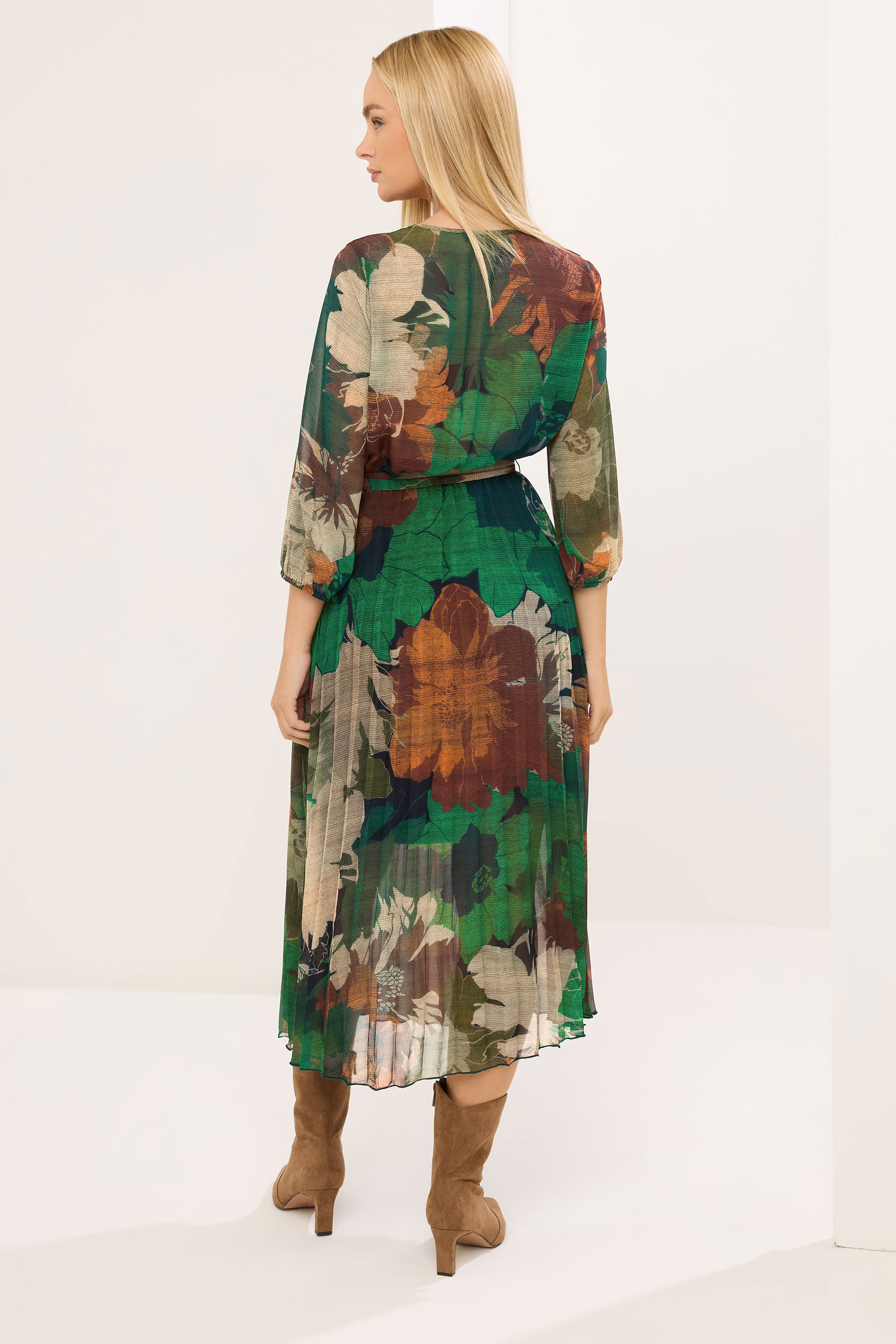 STAR Green Abstract Pleated Dress | StarByJM 2