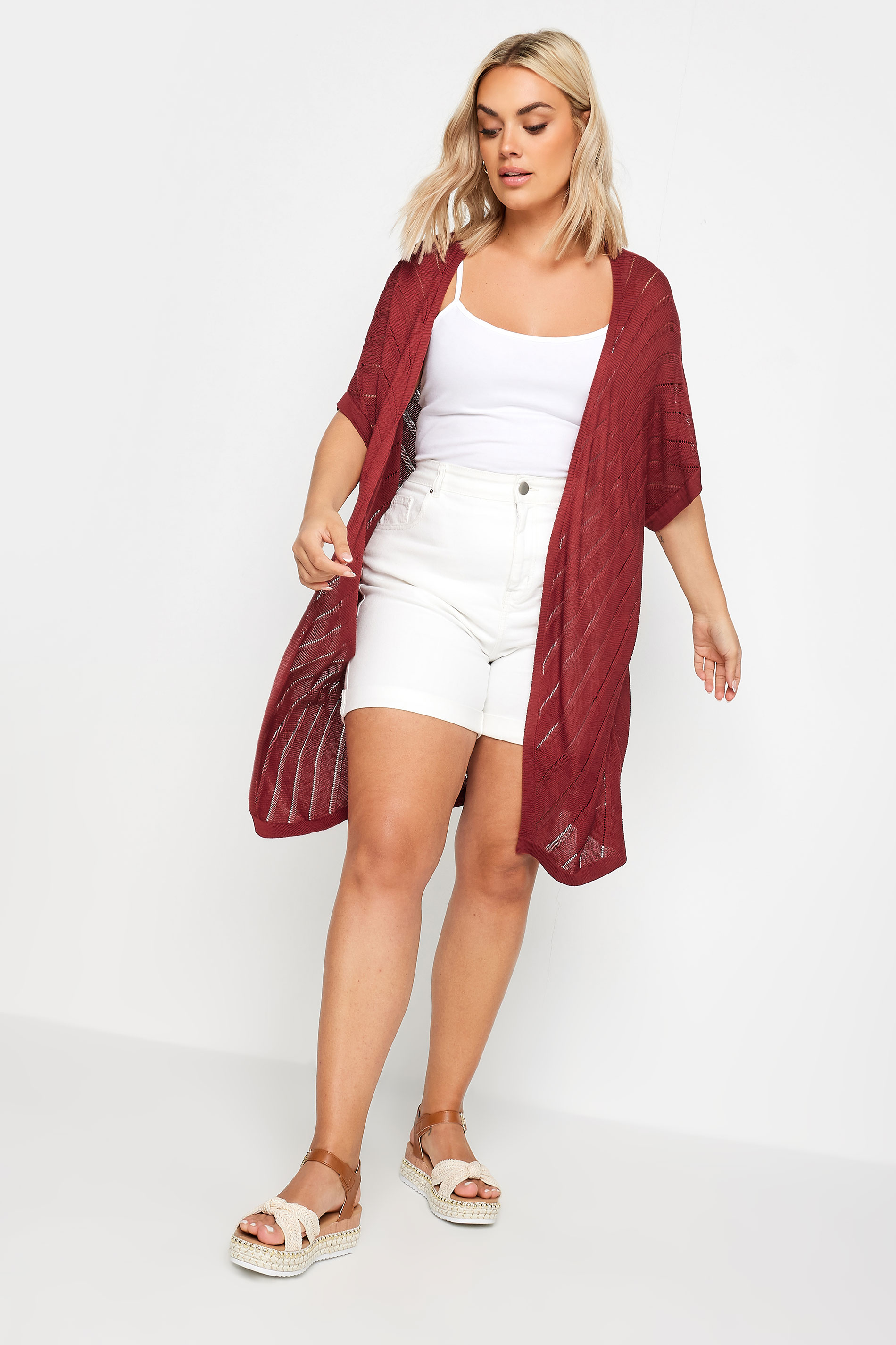 YOURS Plus Size Red Chevron Detail Cardigan | Yours Clothing 2
