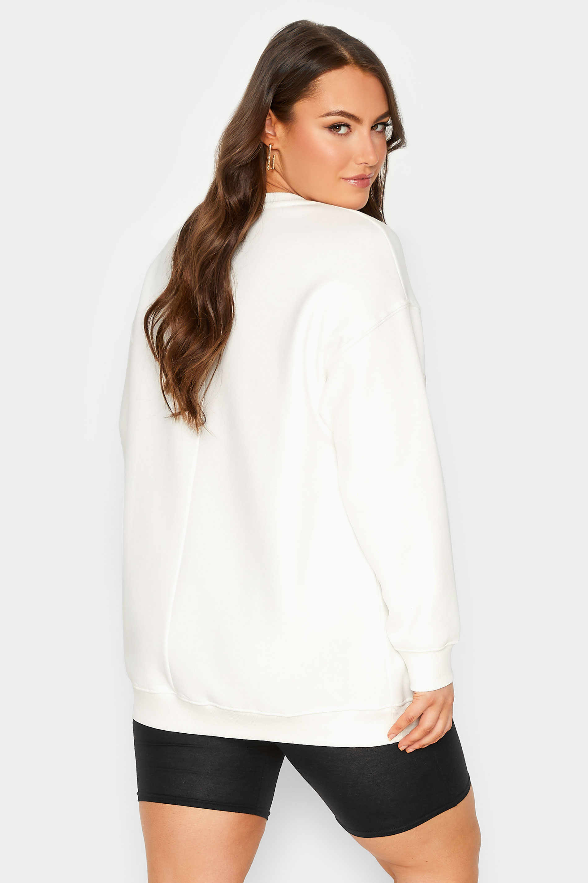 Plus Size Ivory White 'San Diego' Printed Slogan Sweatshirt