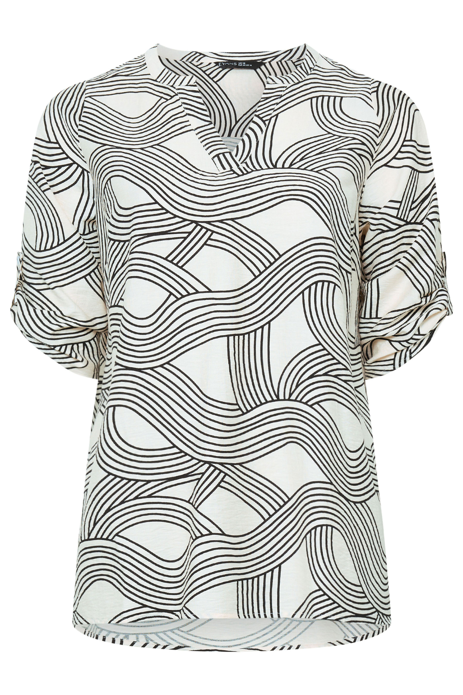 EVANS Plus Size White & Black Linear Blouse | Evans 5