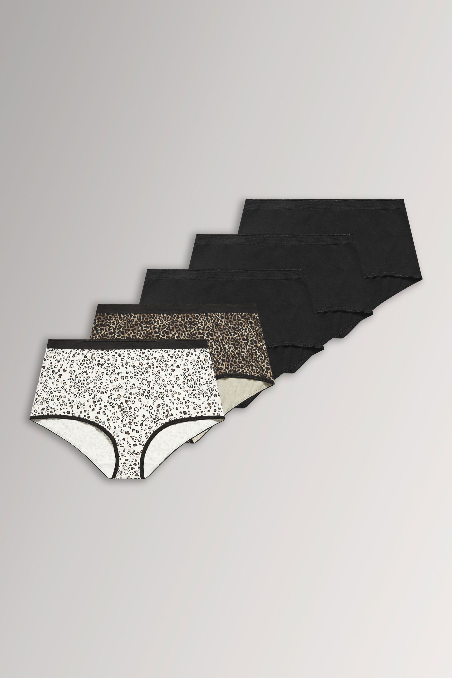 YOURSET 5 PACK Plus Size Natural Brown Animal Heart High Waisted Full Briefs | Yours Clothing 3