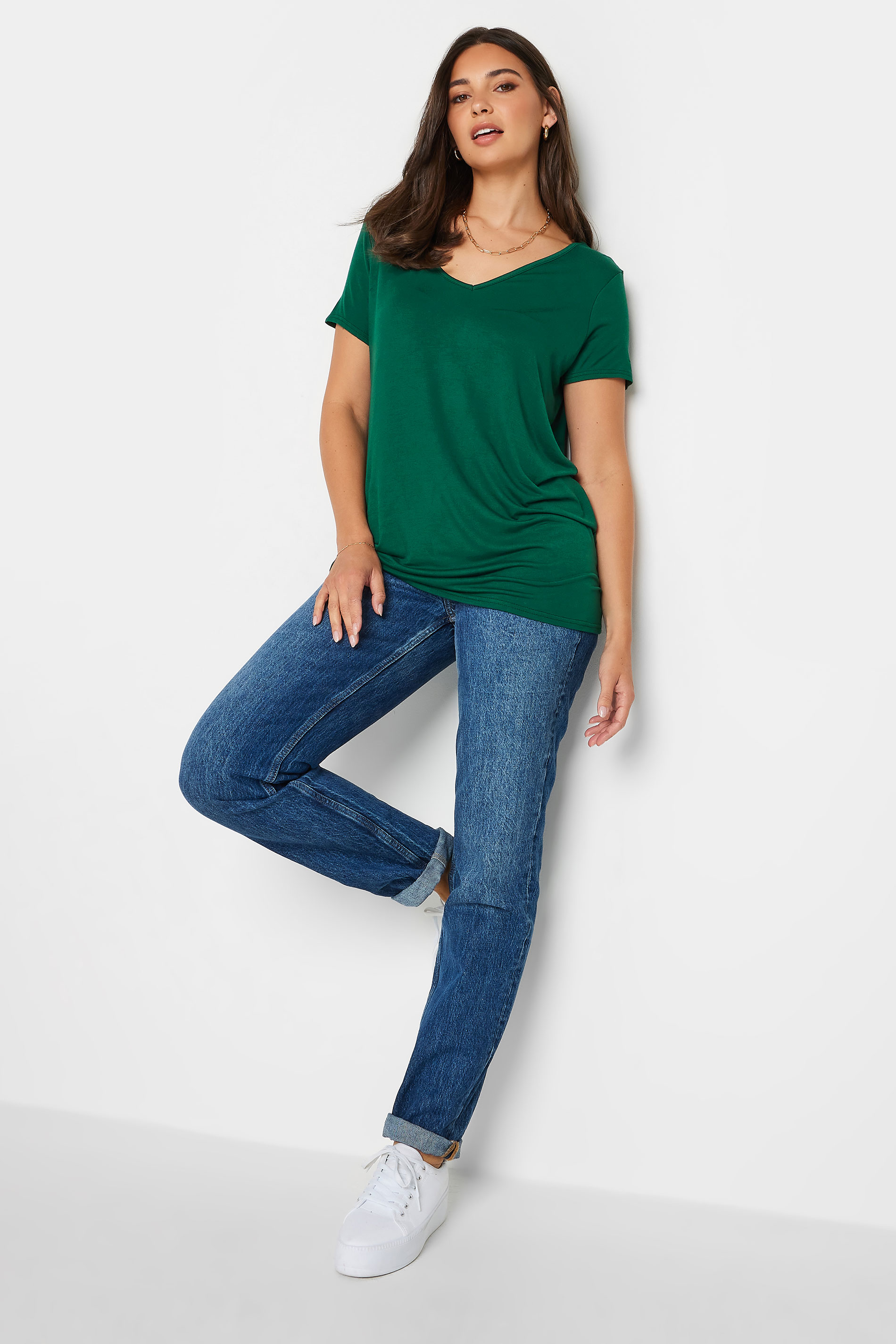 LTS Tall Women's Dark Green V-Neck T-Shirt | Long Tall Sally 2