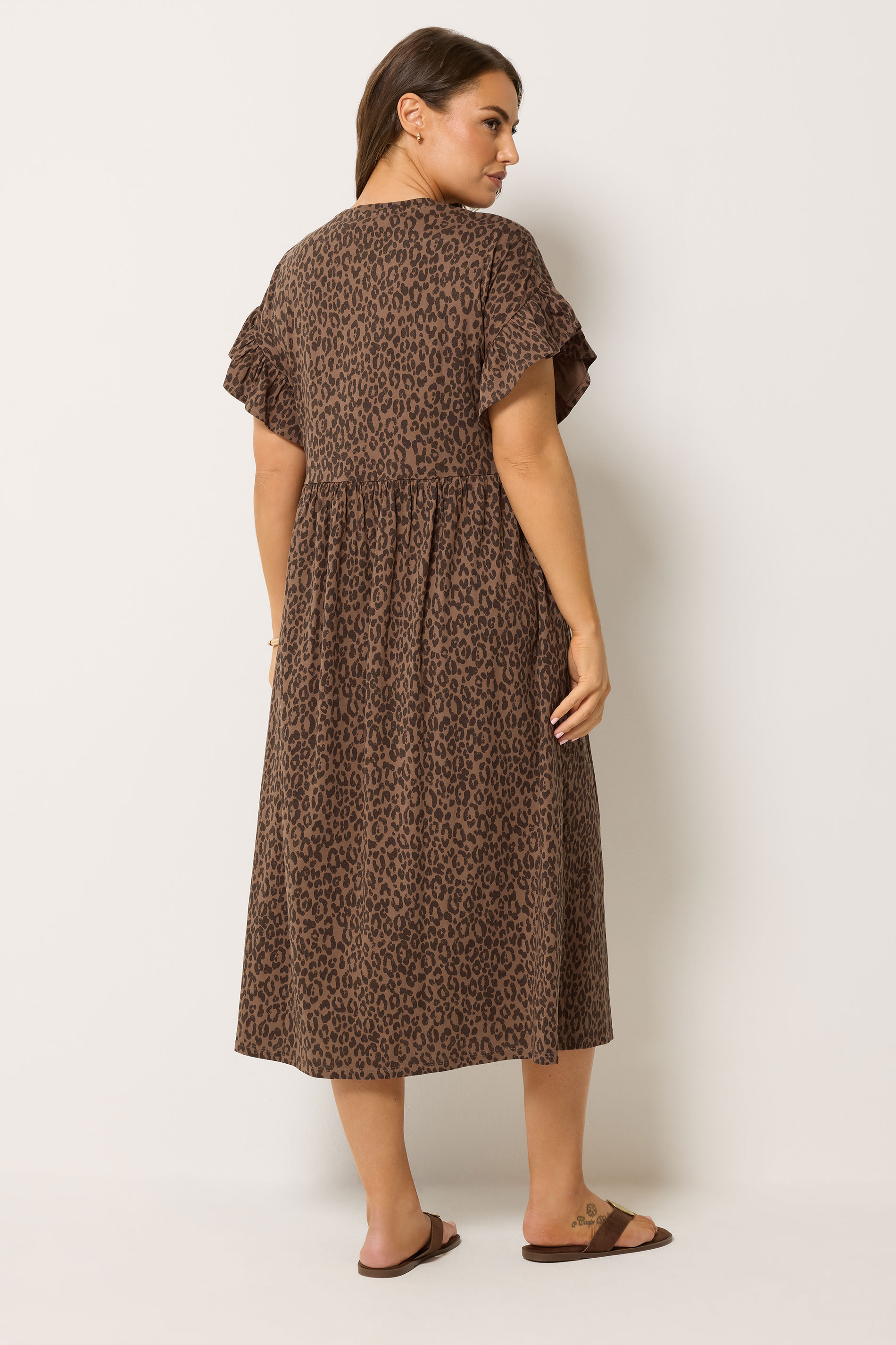 YOURS Plus Size Brown Leopard Print Midaxi Dress | Yours Clothing 2