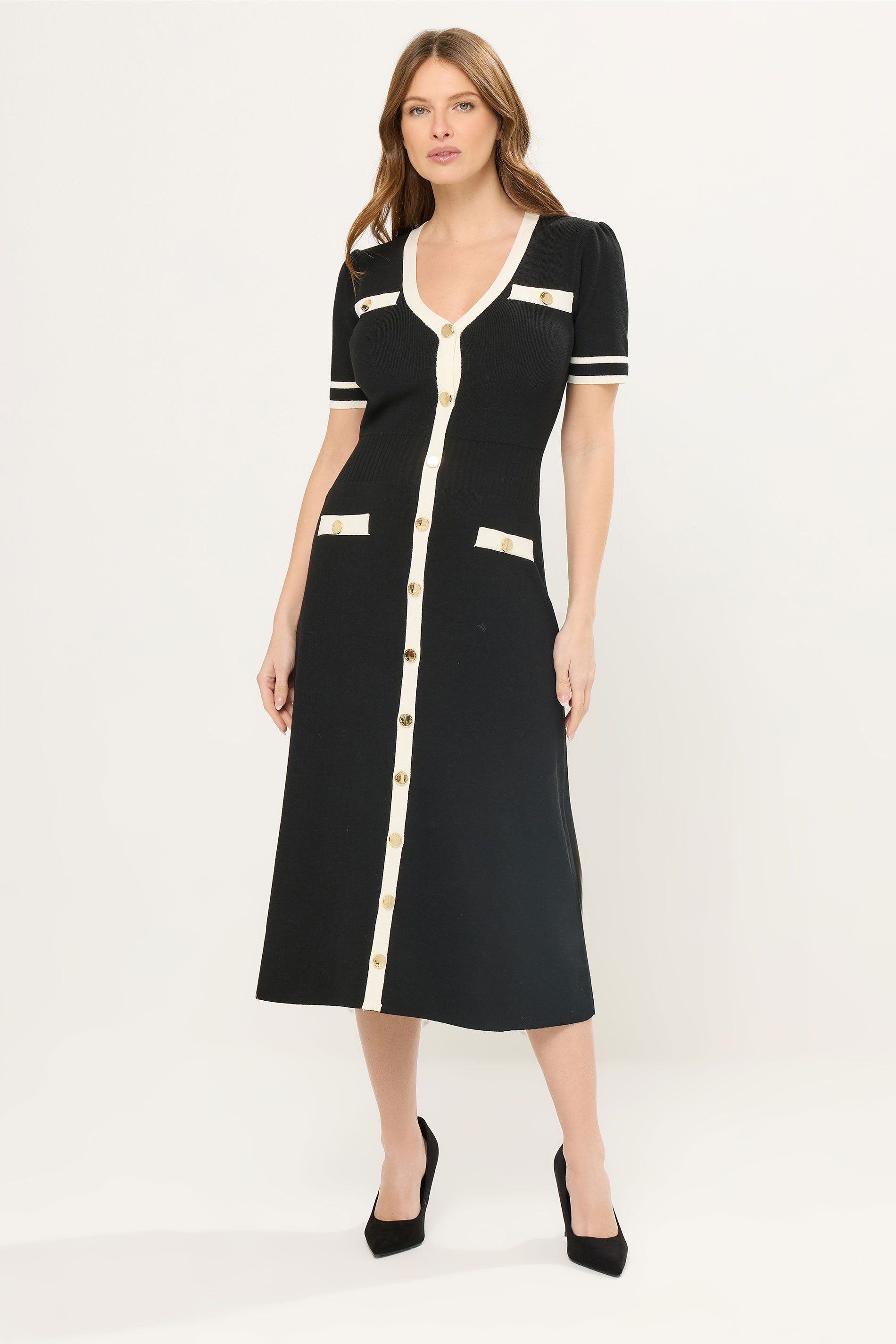 STAR Black Contrast Knitted Dress | StarByJM 1