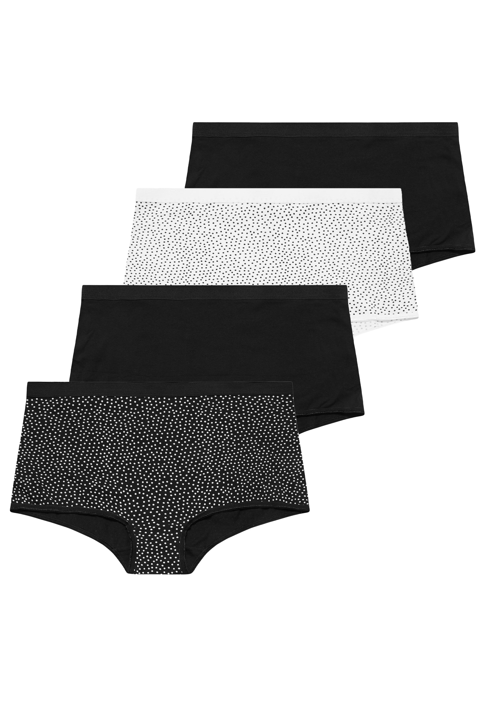 YOURS 4 PACK Plus Size Black Spot Print Cotton Stretch Shorts | Yours Clothing 3
