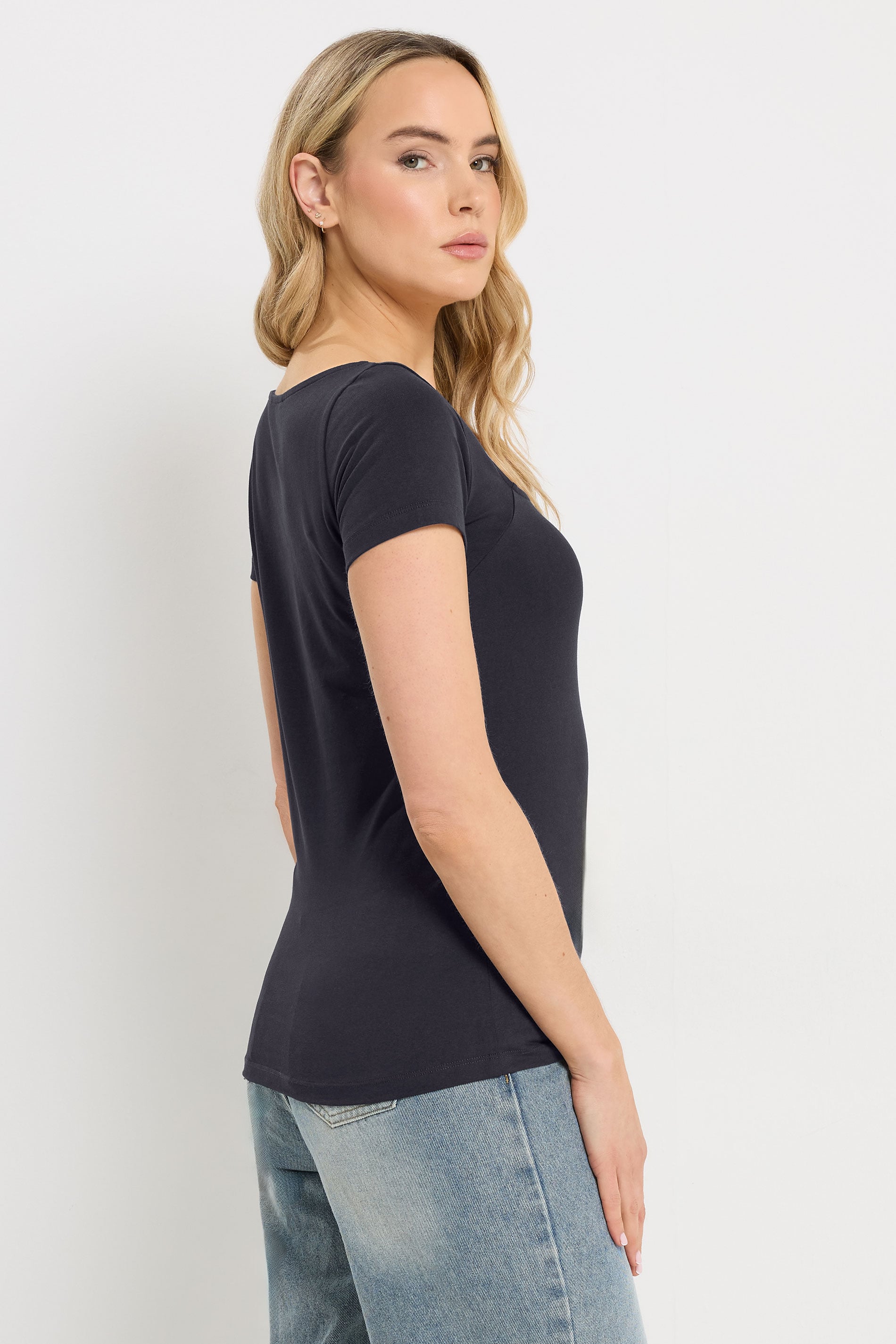 LTS Tall 2 PACK Navy Blue & White Fitted Square Neck Tops | Long Tall Sally 5