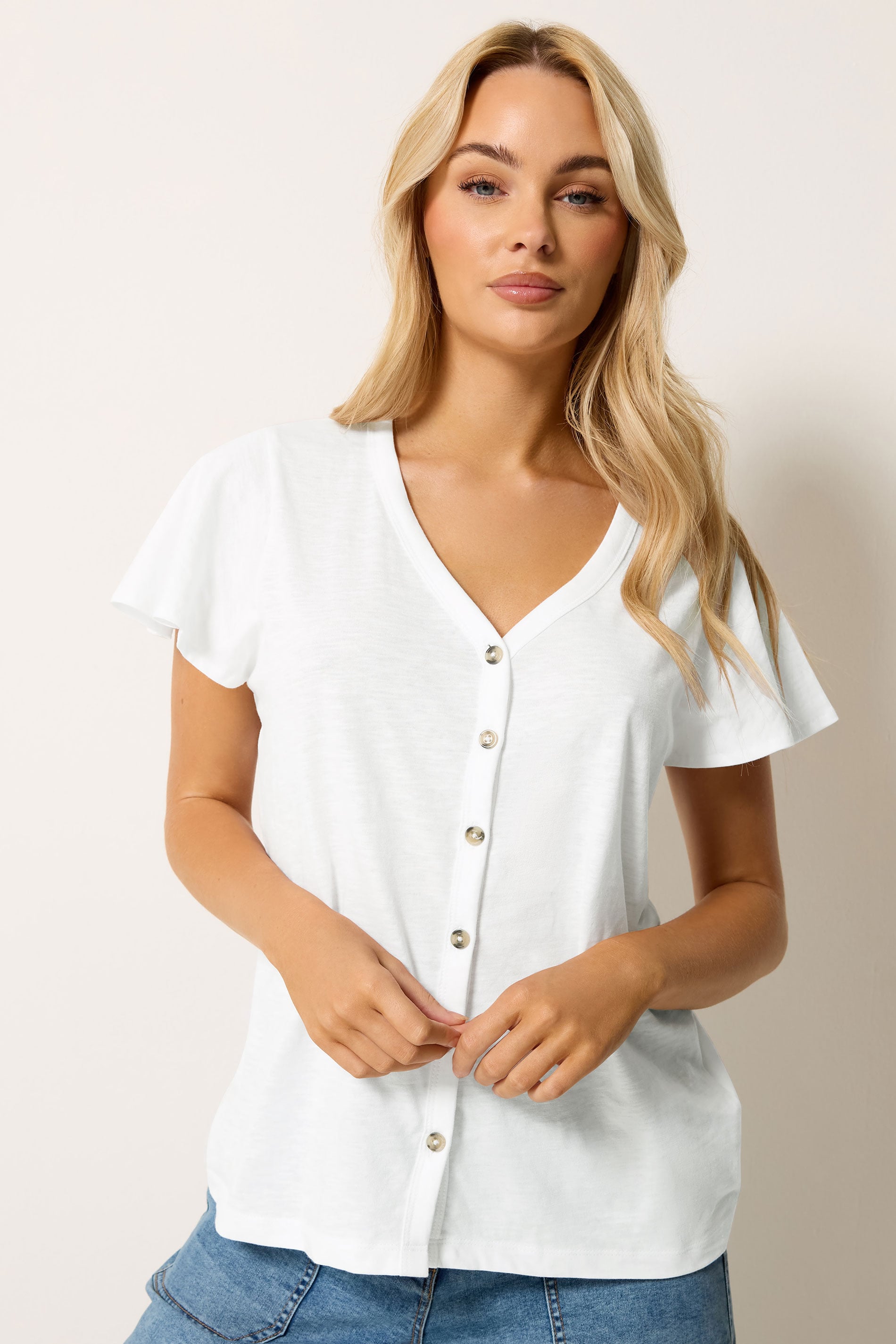 M&Co White Cotton Frill Sleeve Blouse | M&Co 3