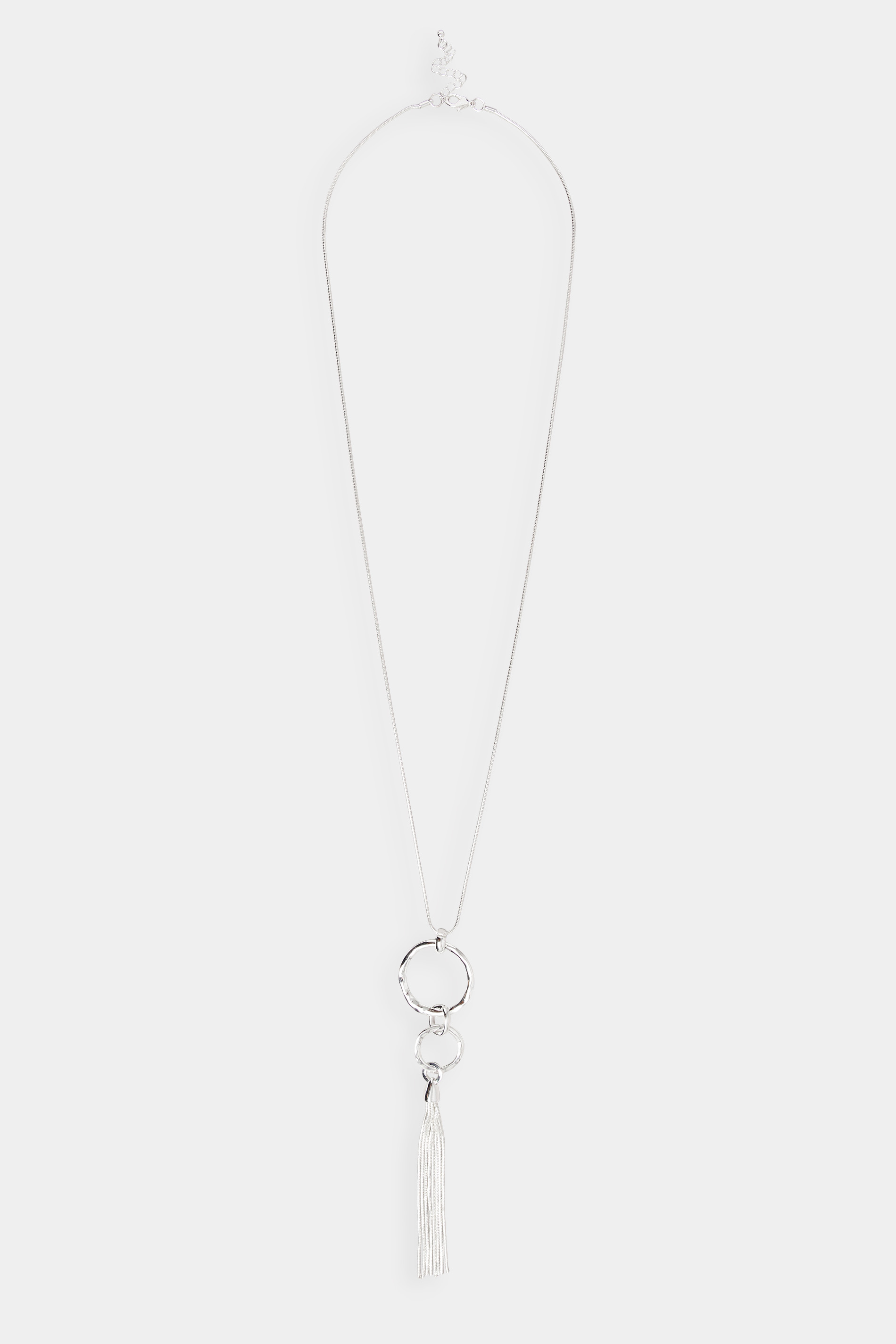 Silver Tone Tassel Circle Long Necklace | Yours Clothing 2