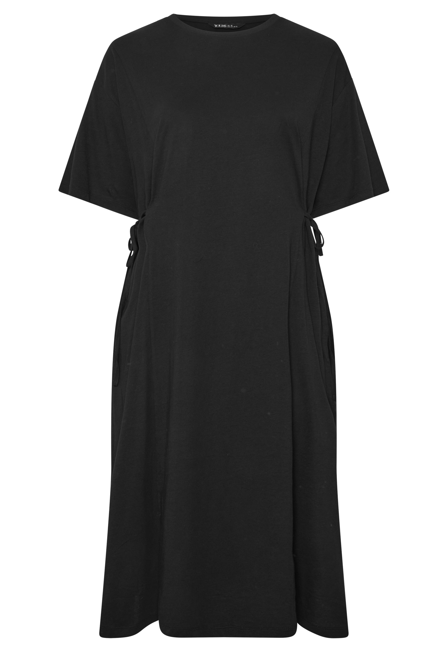 YOURS Plus Size Black Front Tie Midi Dress | Yours Clothing 5
