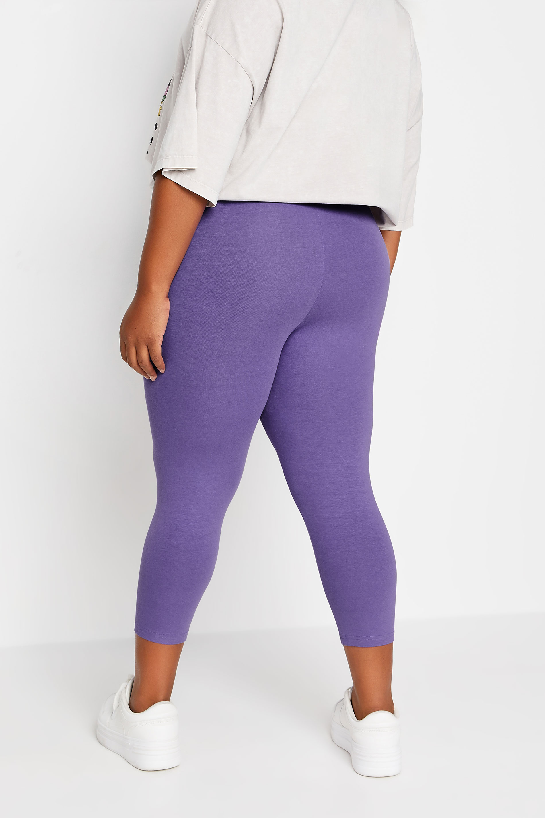 YOURS Plus Size Purple Cropped Leggings | Yours Clothing 3
