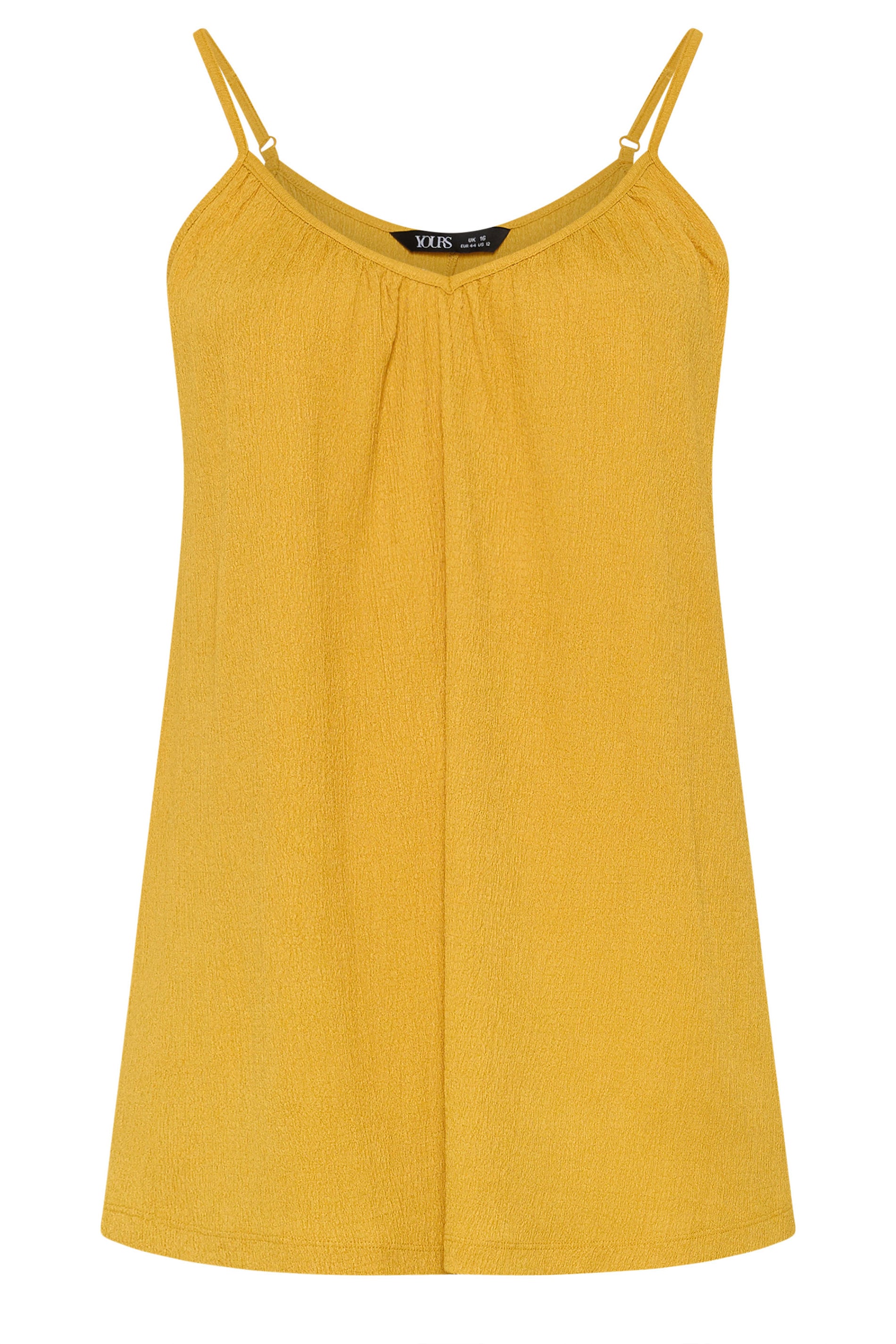 YOURS Plus Size Yellow Gathered Swing Vest Top | Yours Clothing 5