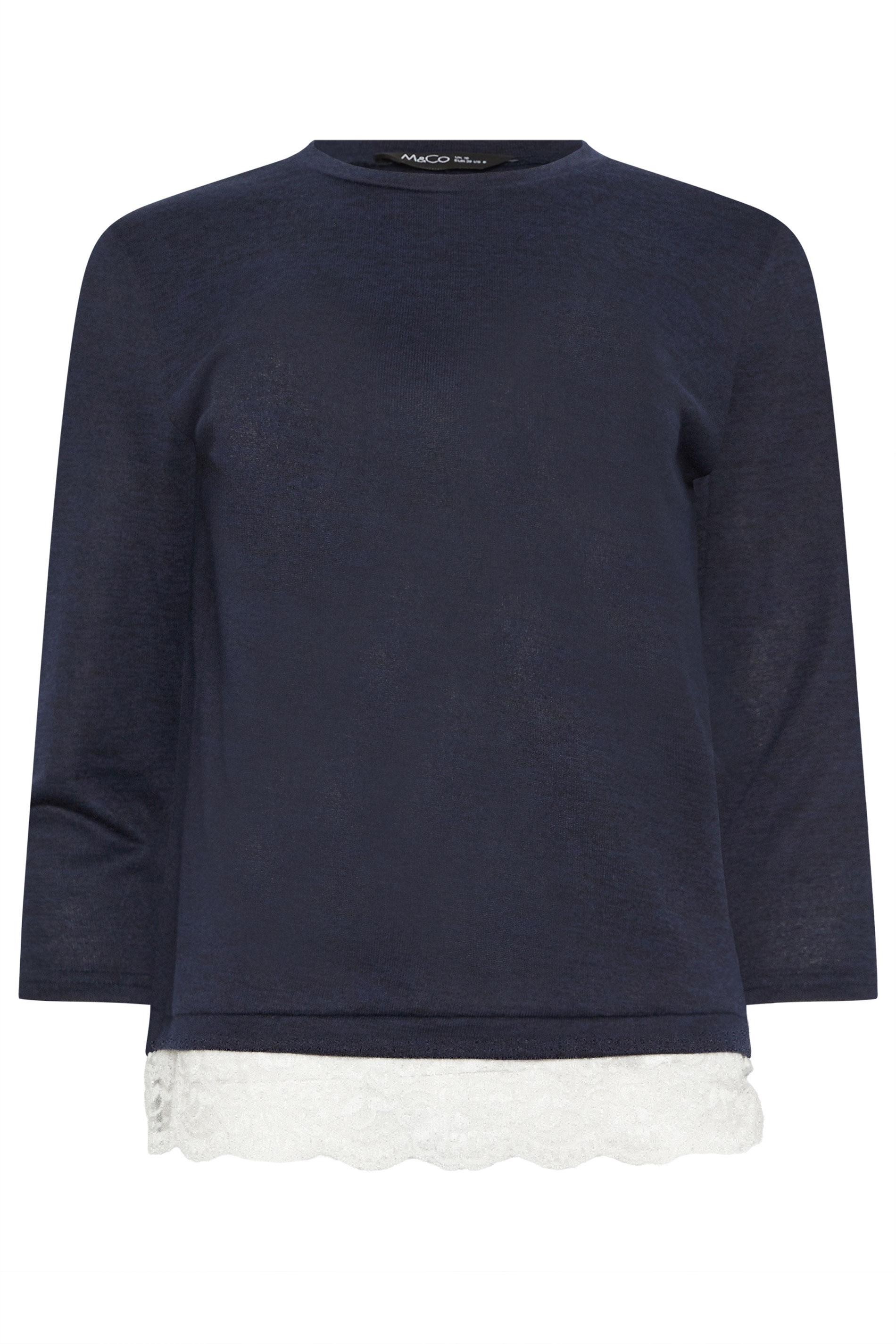M&Co Navy Blue Lace Hem Top | M&Co 5
