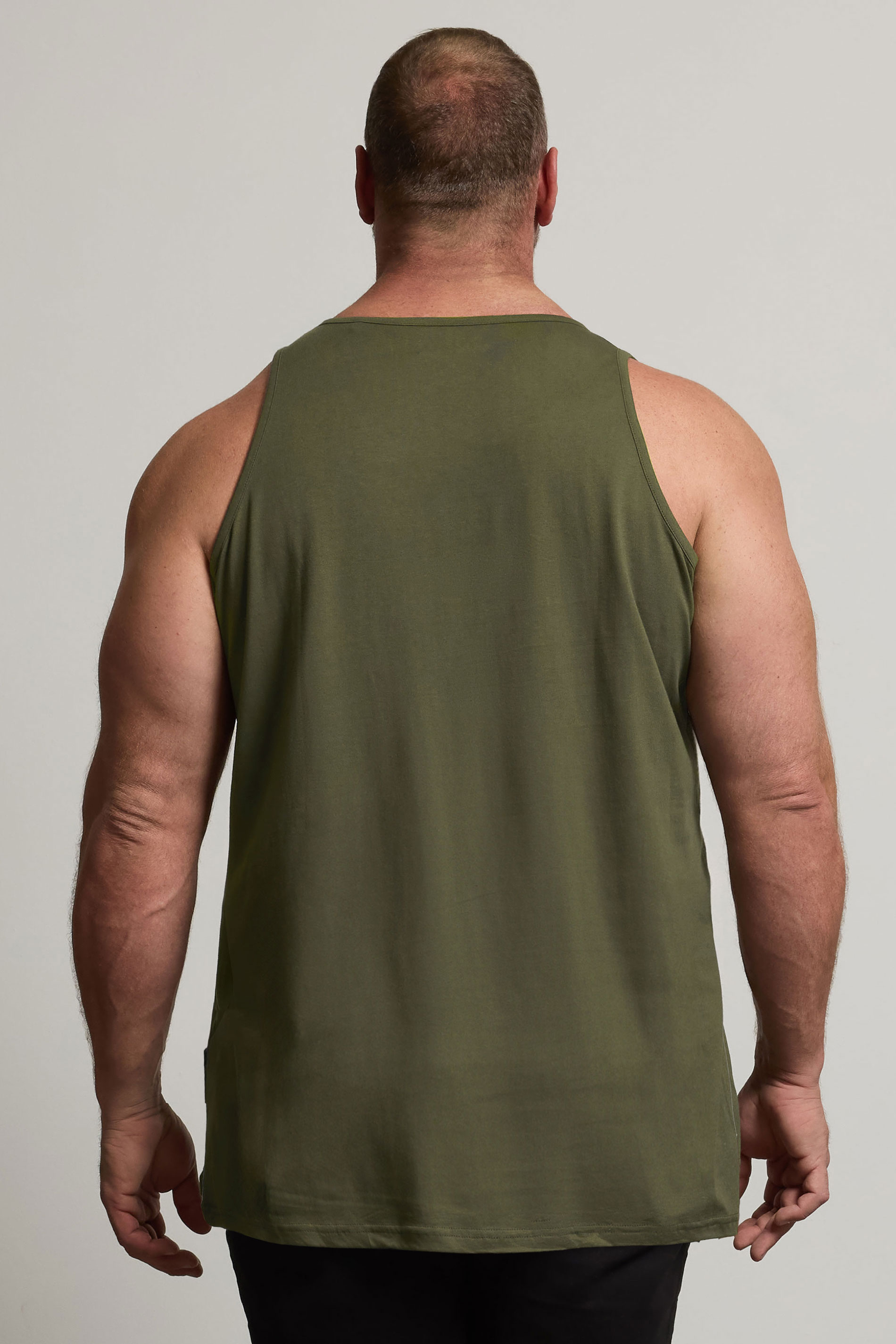BadRhino Big & Tall Khaki Green Extra Long Plain Vest Top | BadRhino 2